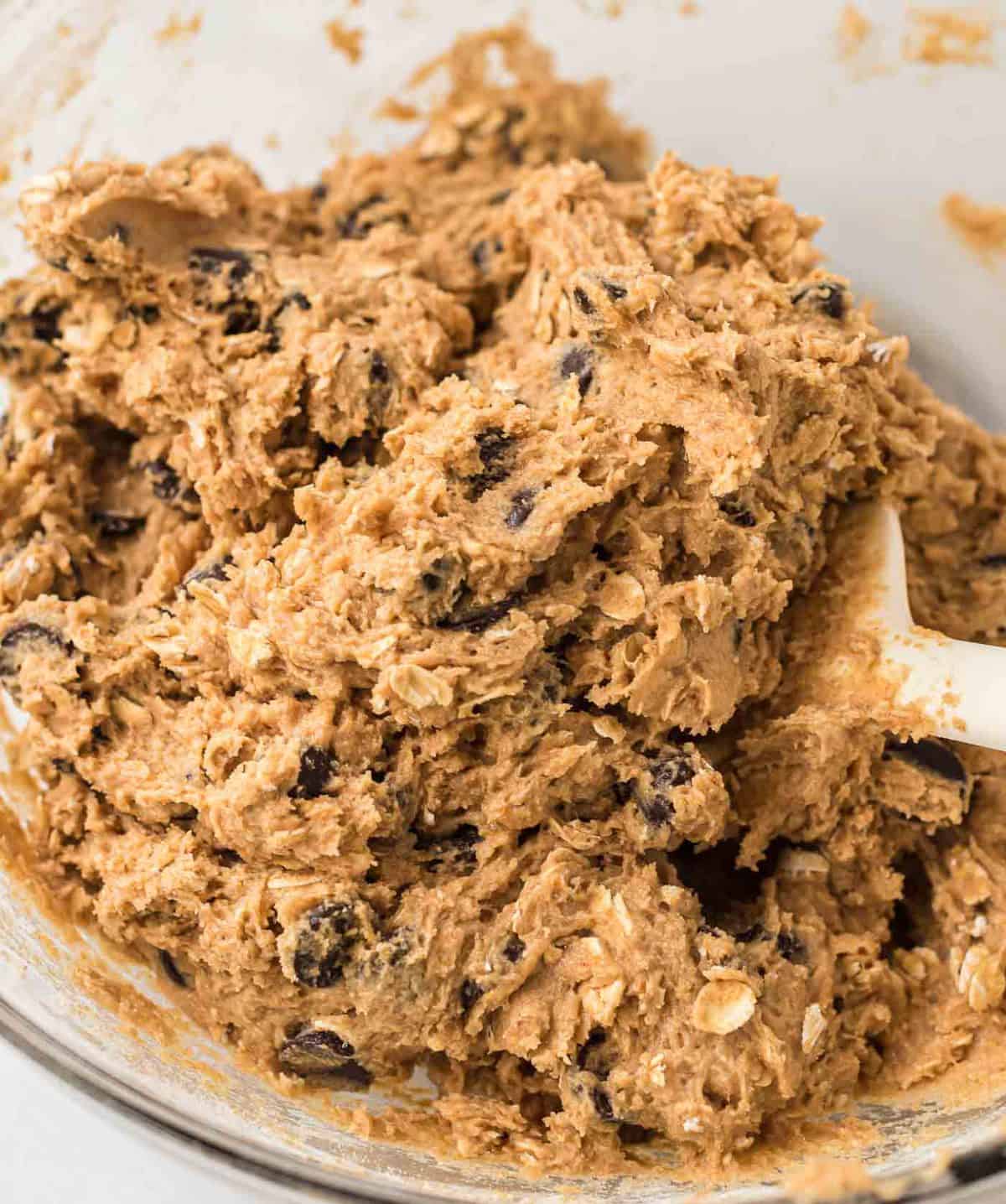 cookie batter in a mixing bowl