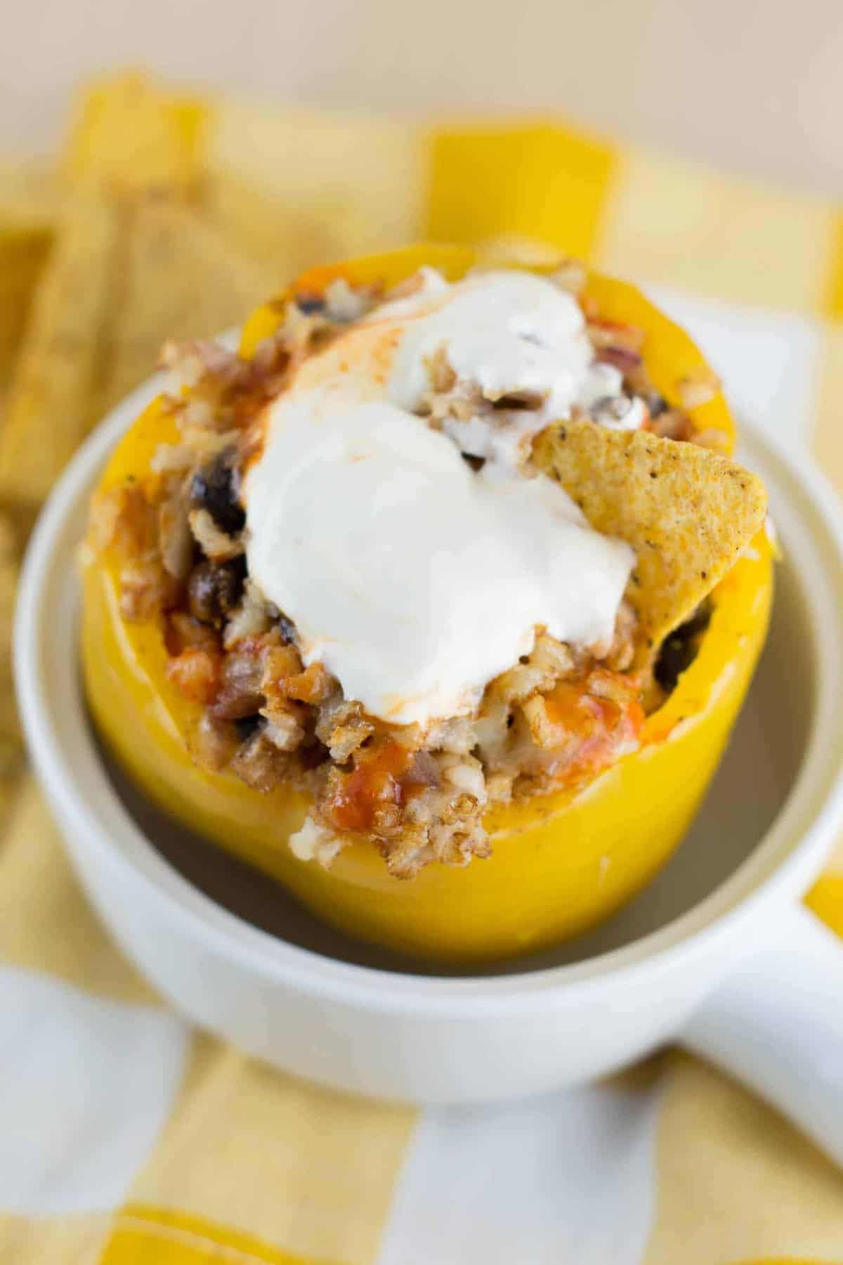 Easy Crockpot Vegetarian Stuffed Peppers