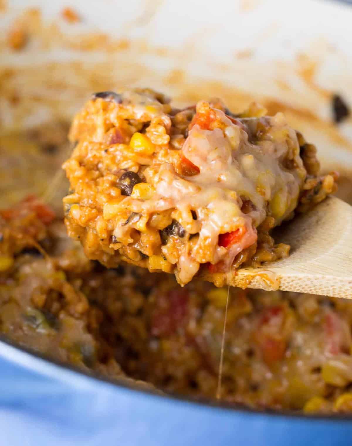 Easy vegetarian cheesy mexican casserole