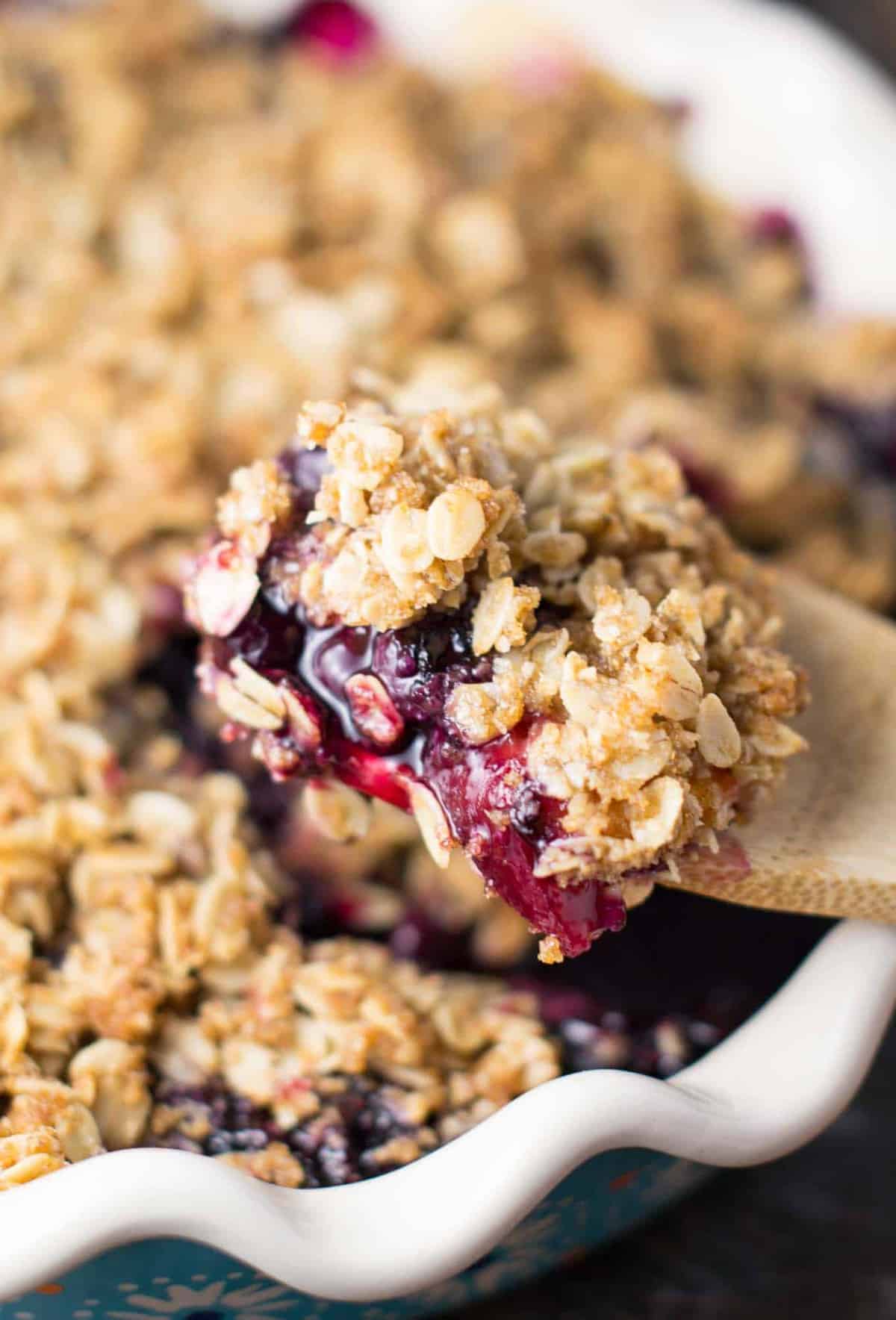 gluten free vegan blueberry peach crisp recipe