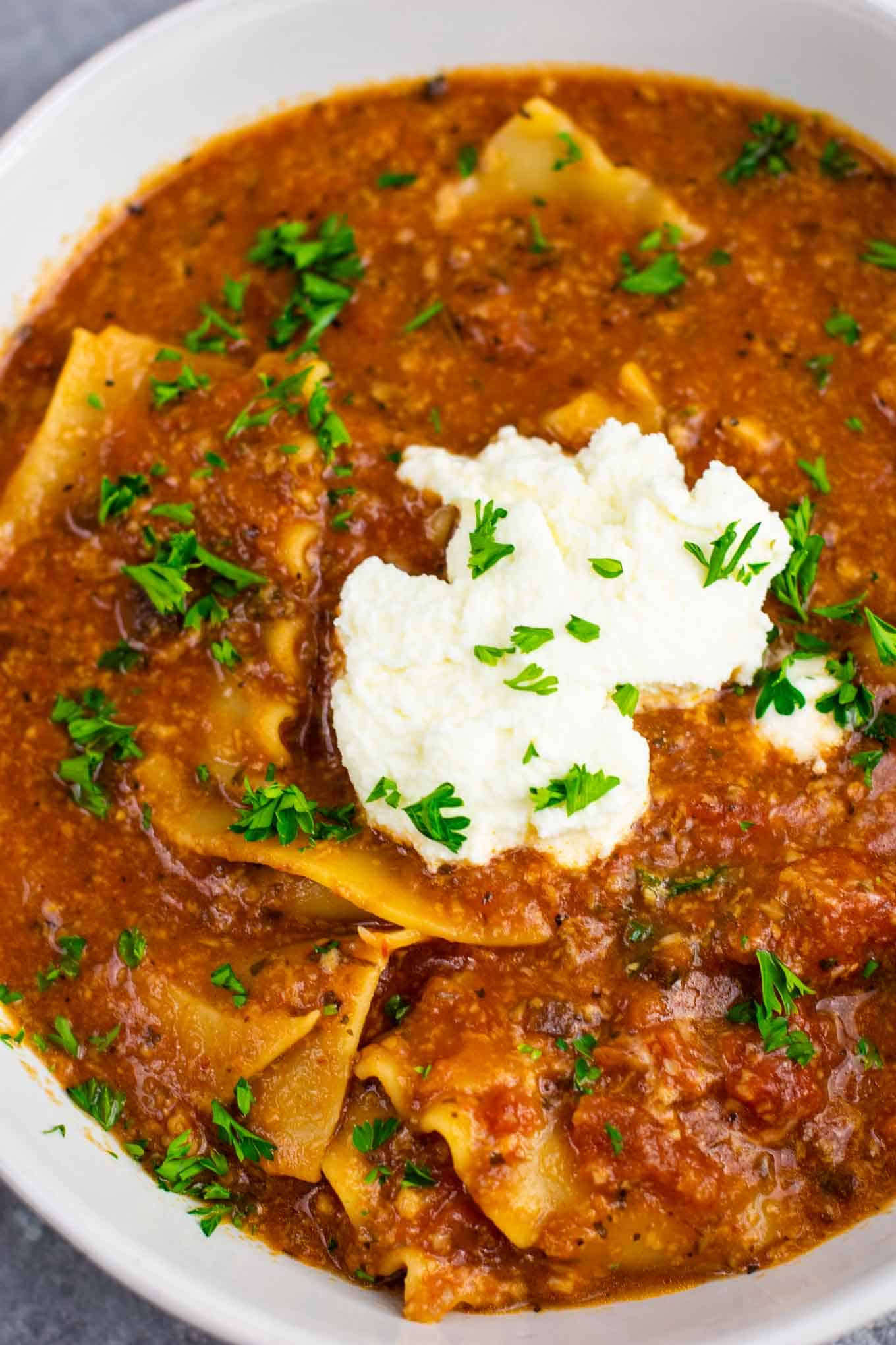 One Pot Lasagna Soup