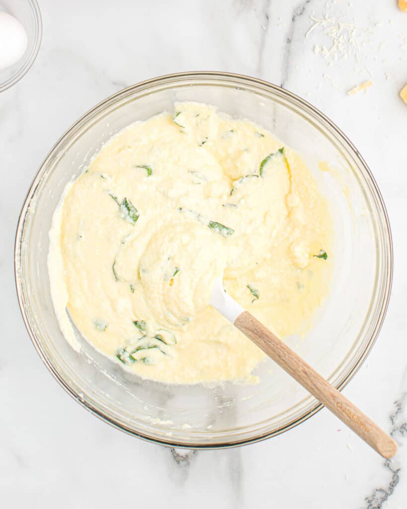 ricotta filling mixed together in a bowl