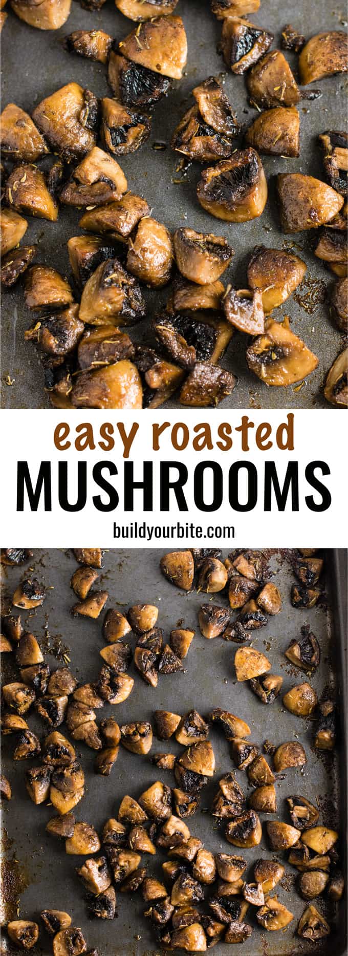 Quick and easy roasted mushrooms recipe. Perfect healthy side dish! #sidedish #roastedmushrooms #vegan #meatless #mushrooms #dinner #vegetables