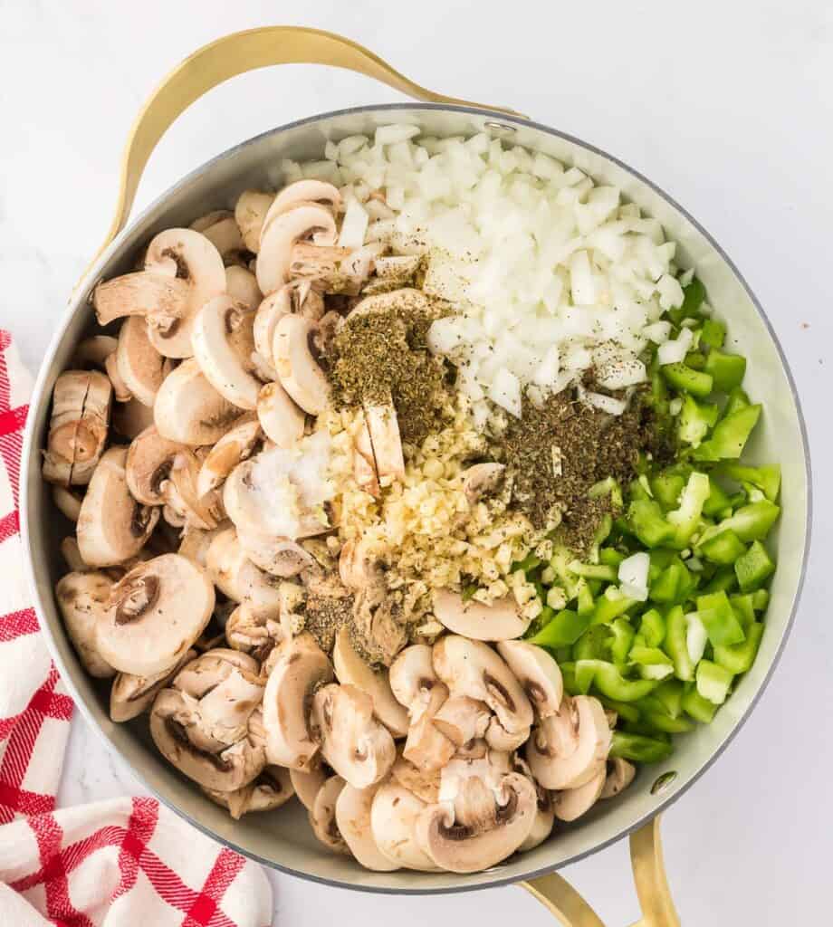 vegetables in a skillet with spices