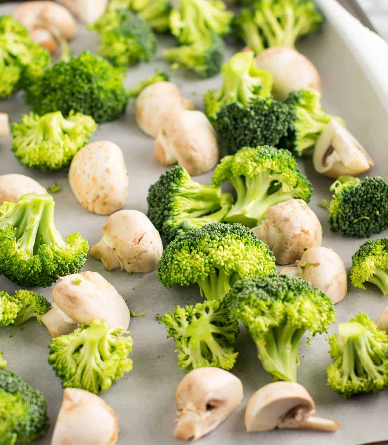 Roasted broccoli and mushrooms recipe - easy side dish! This was so easy and really good. We will be making it a lo! #broccoliandmushrooms #vegan #sidedish #dinner #glutenfree #broccoli #mushrooms #easysidedish #mushrooms