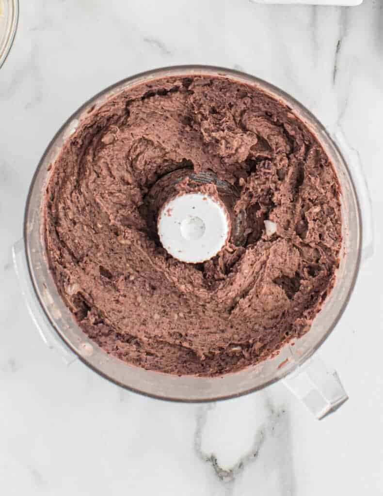 homemade black bean burger batter in a food processor