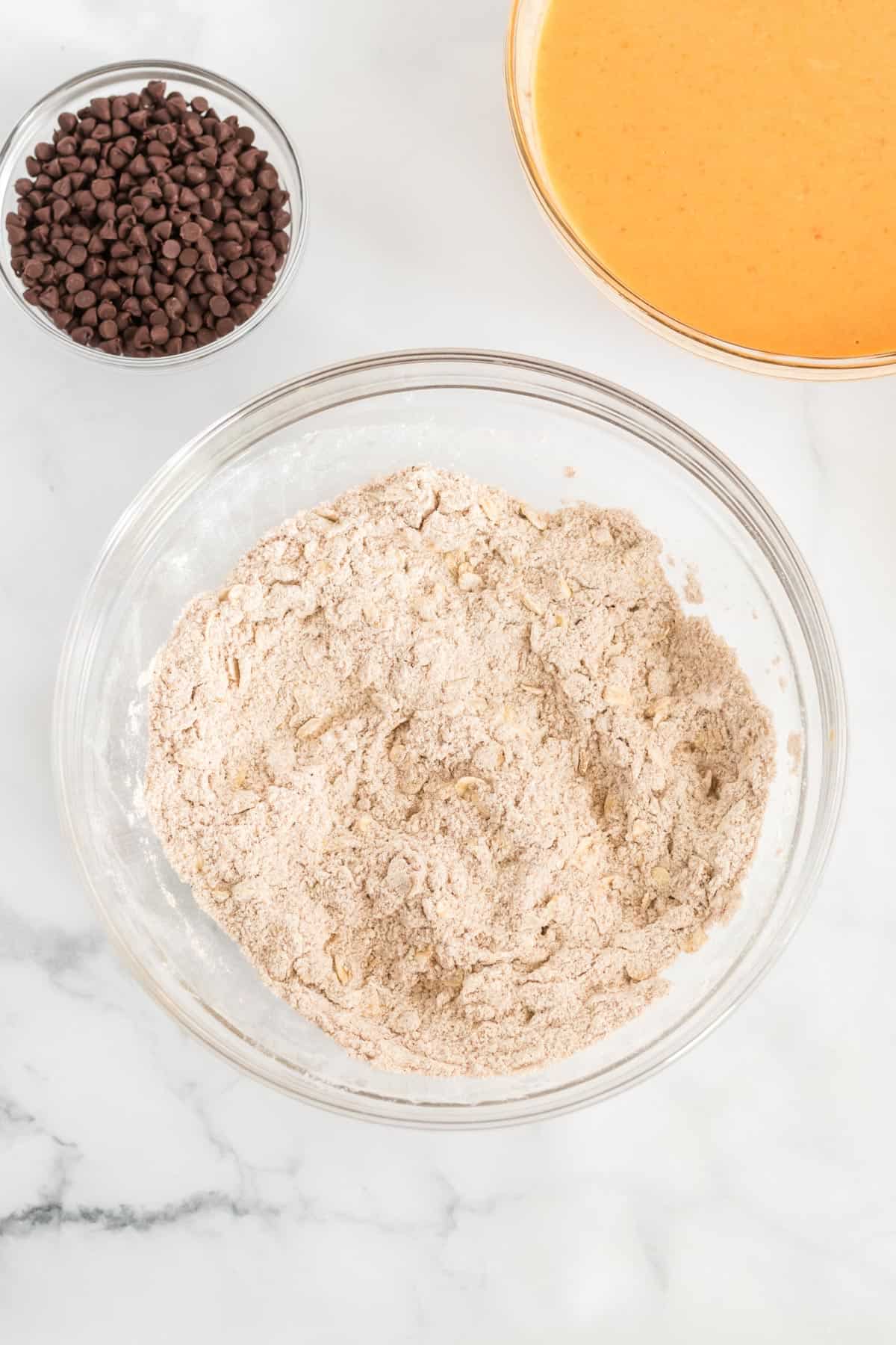 dry ingredients for the pumpkin muffins