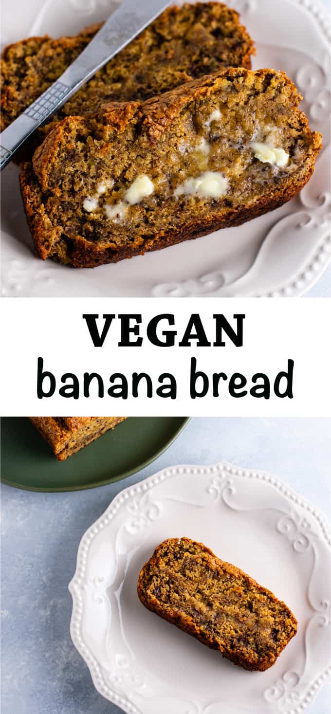 Vegan banana bread recipe – so easy to make and tastes delicious! #vegan #bananabread #veganrecipe #dairyfree #veganbreakfast