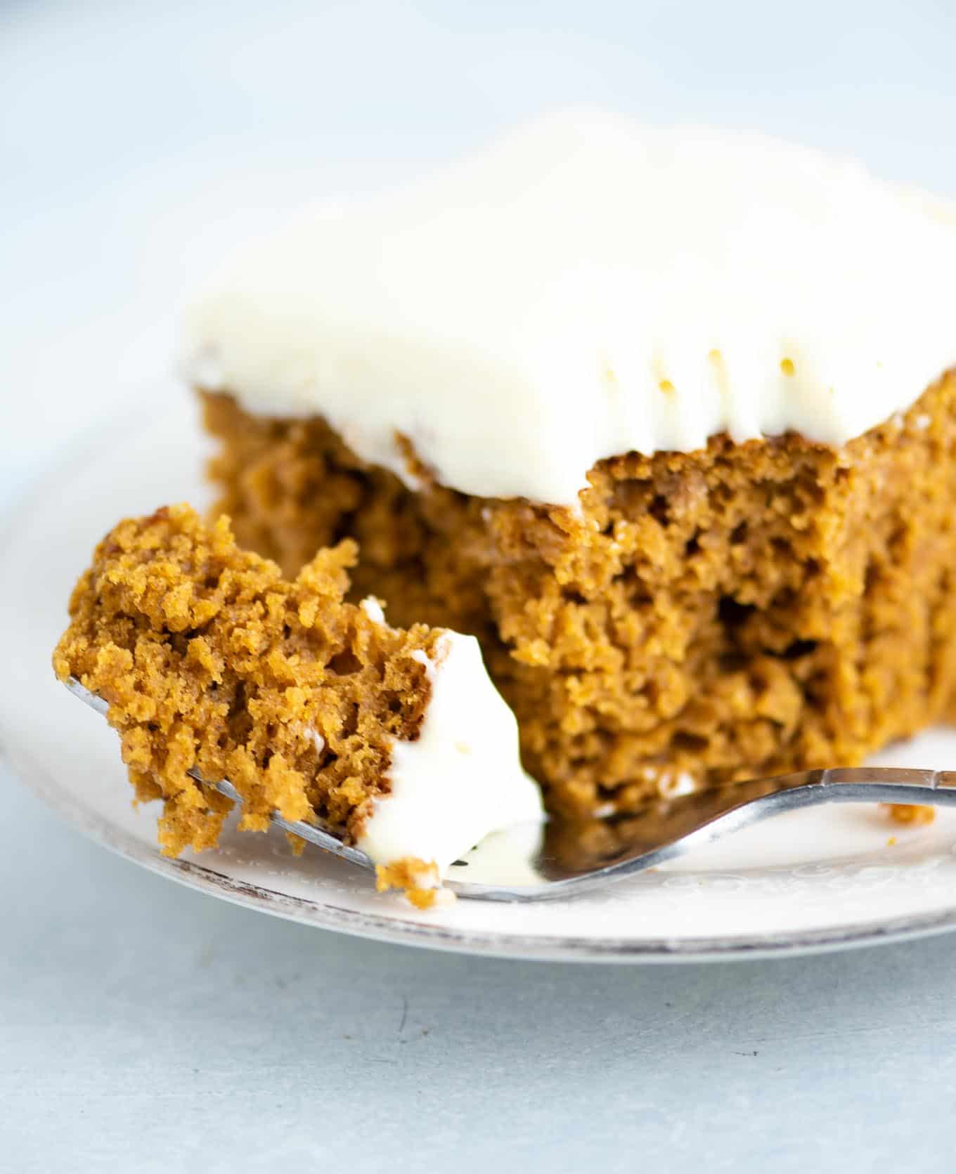 a bite of pumpkin cake