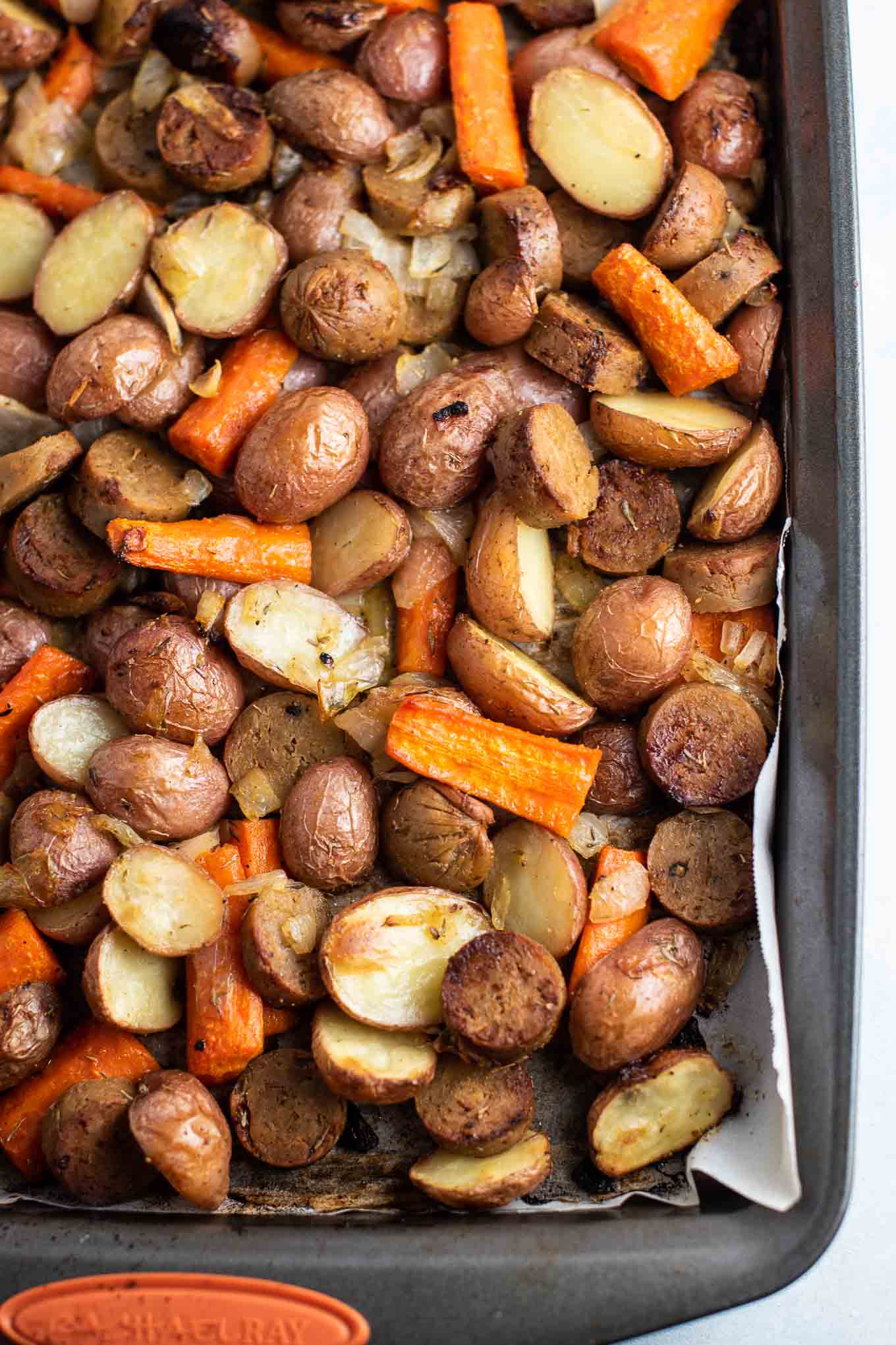 Sheet Pan Vegetarian Kielbasa & Veggies