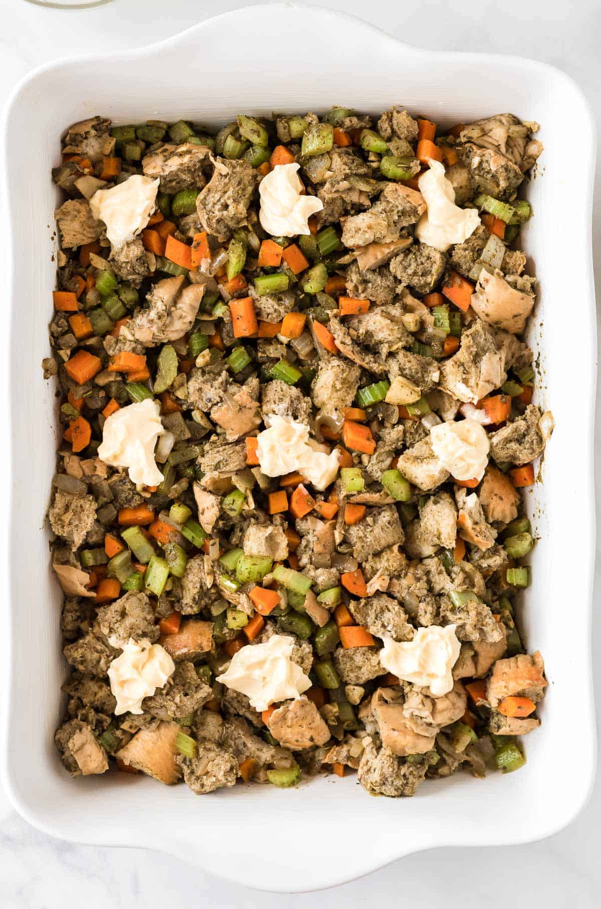 stuffing topped with vegan butter