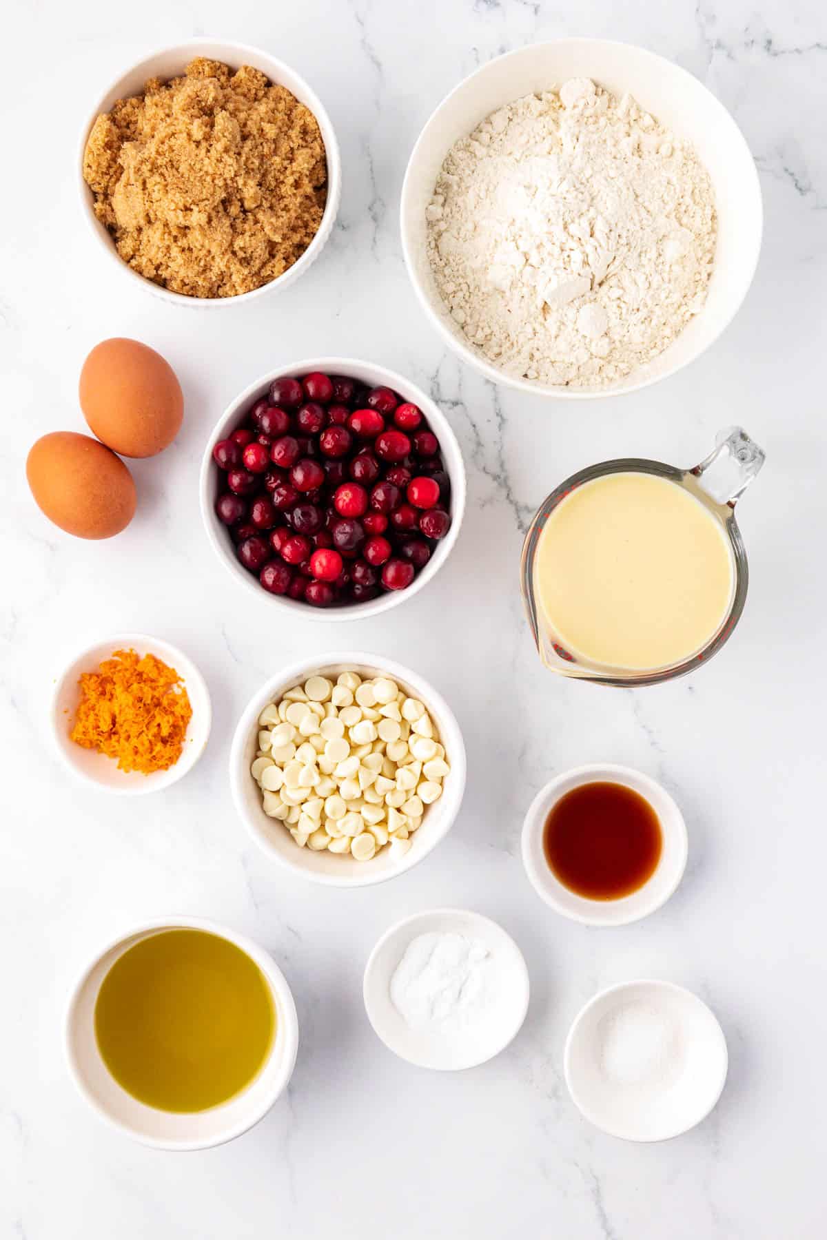 ingredients to make cranberry eggnog bread