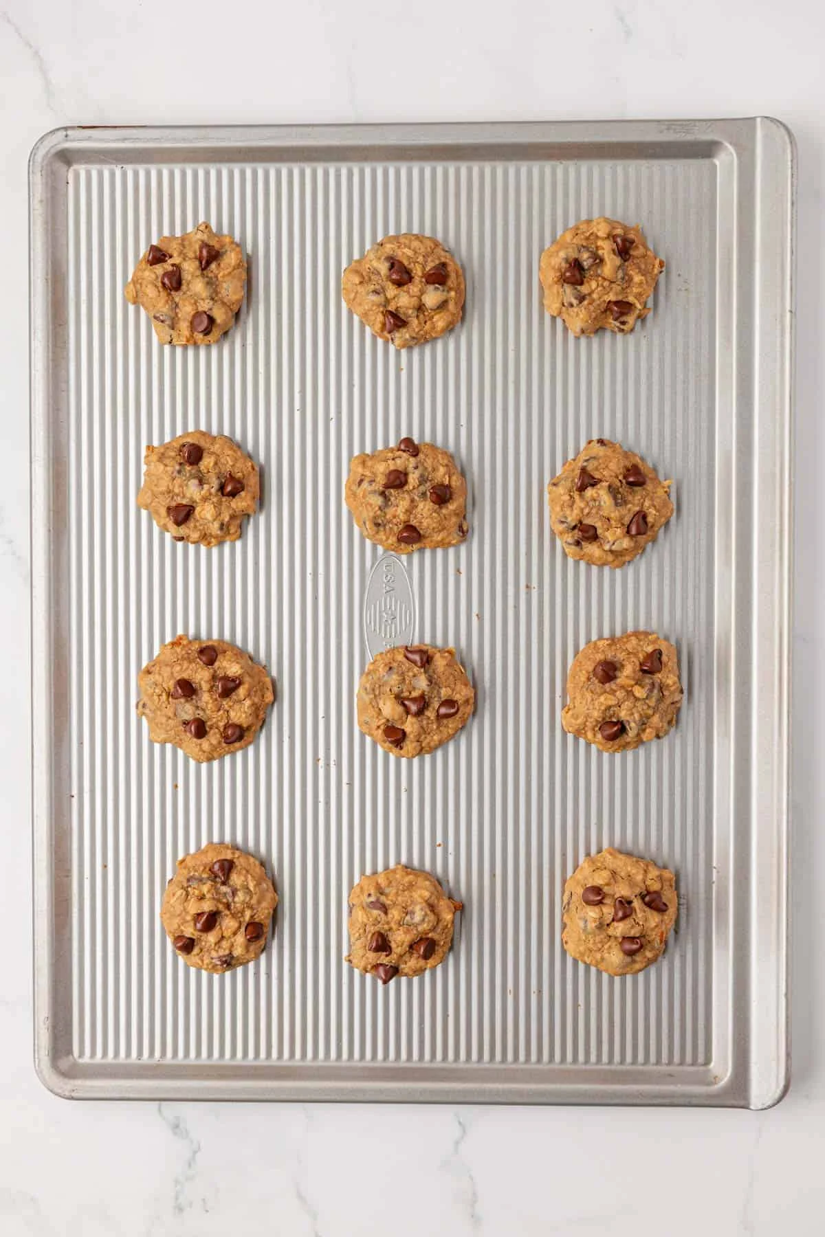 flourless cookies on a baking sheet