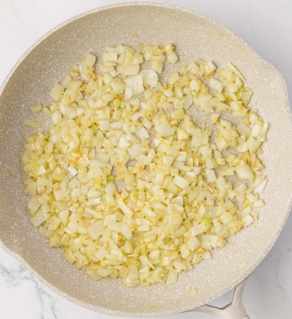 garlic, onion, and butter in a skillet