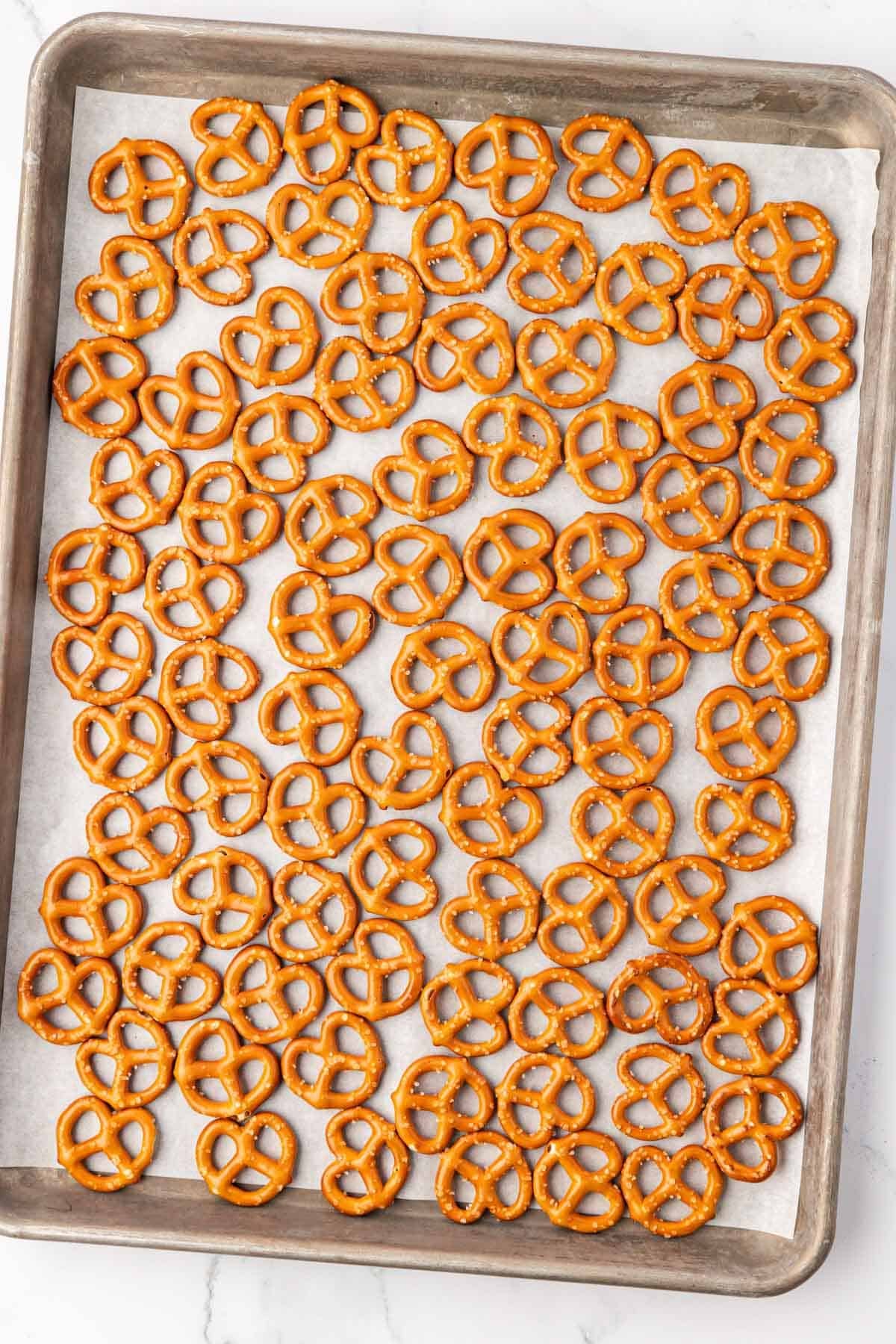 pretzels on a baking sheet