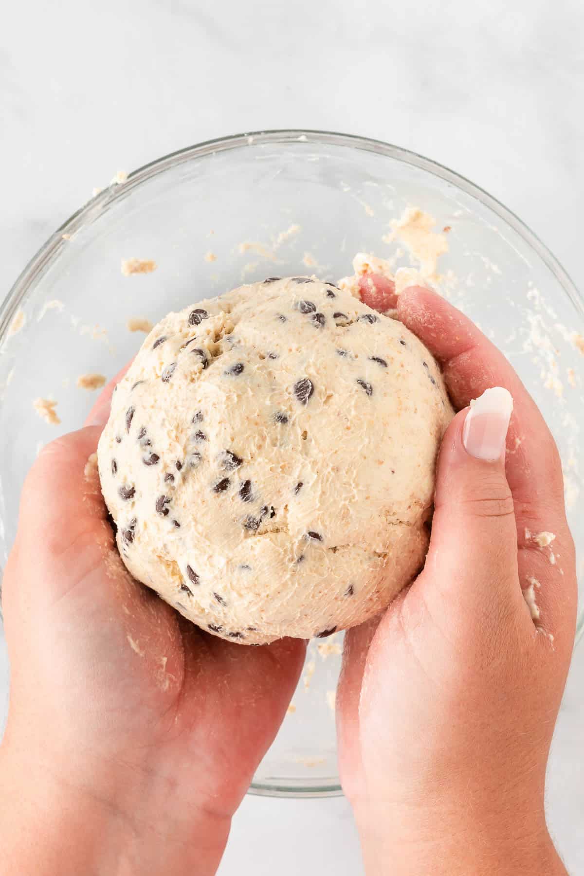 forming the batter into a ball shape