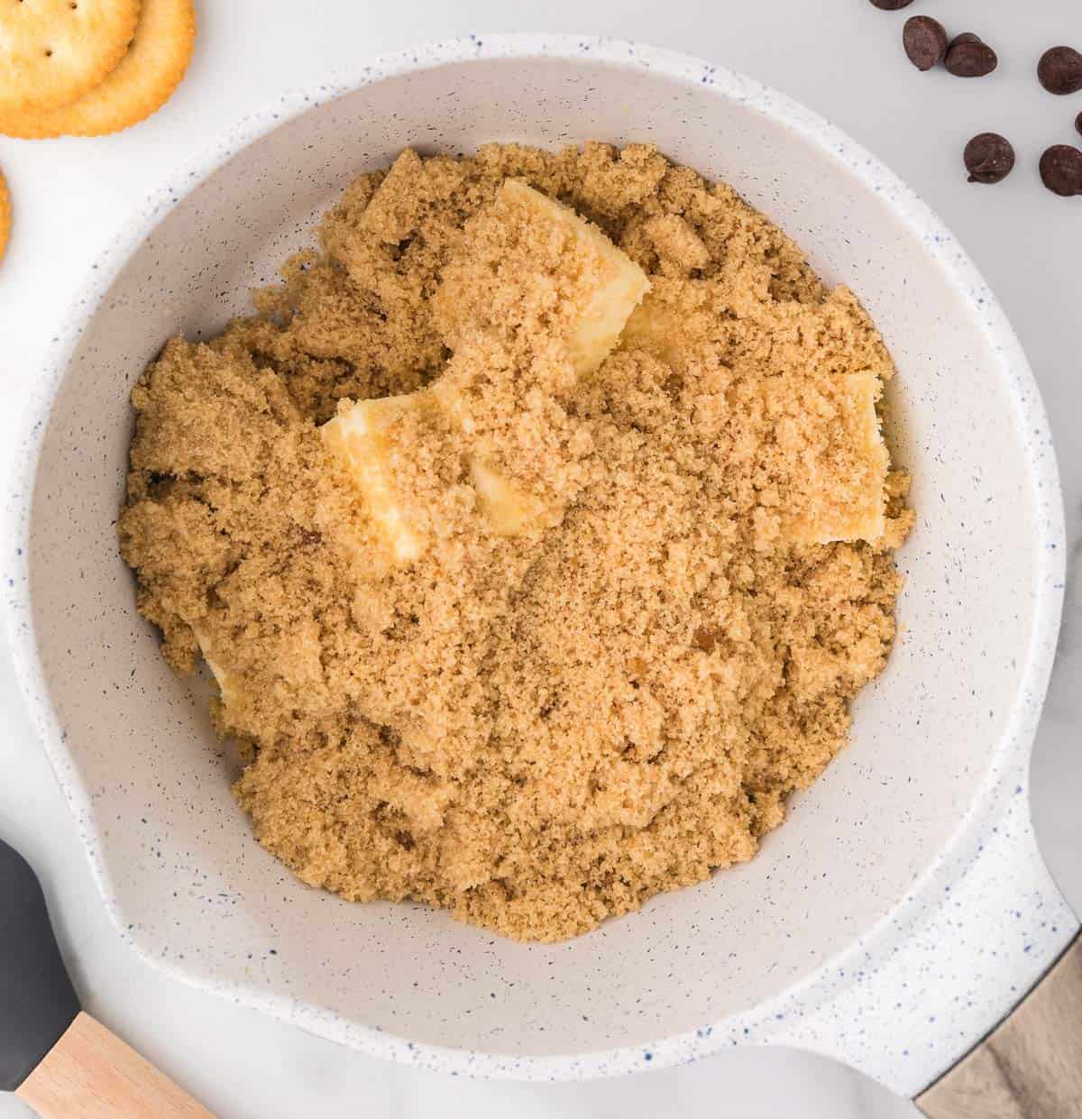 butter and brown sugar in a sauce pan