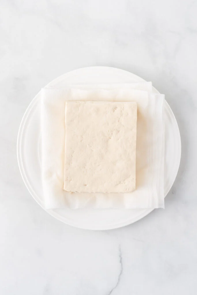 pressed tofu on a plate