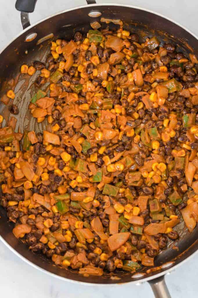 Enchilada filling in a skillet