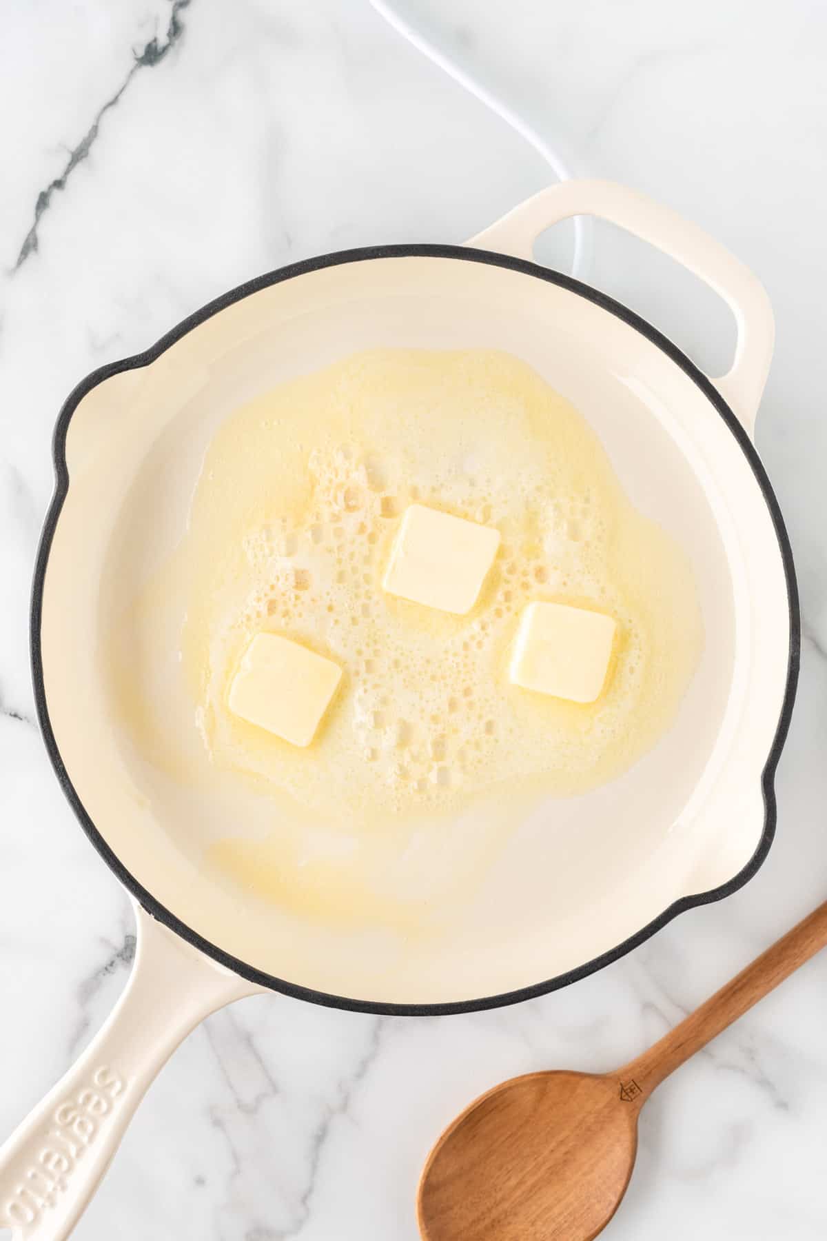 melting butter in a skillet
