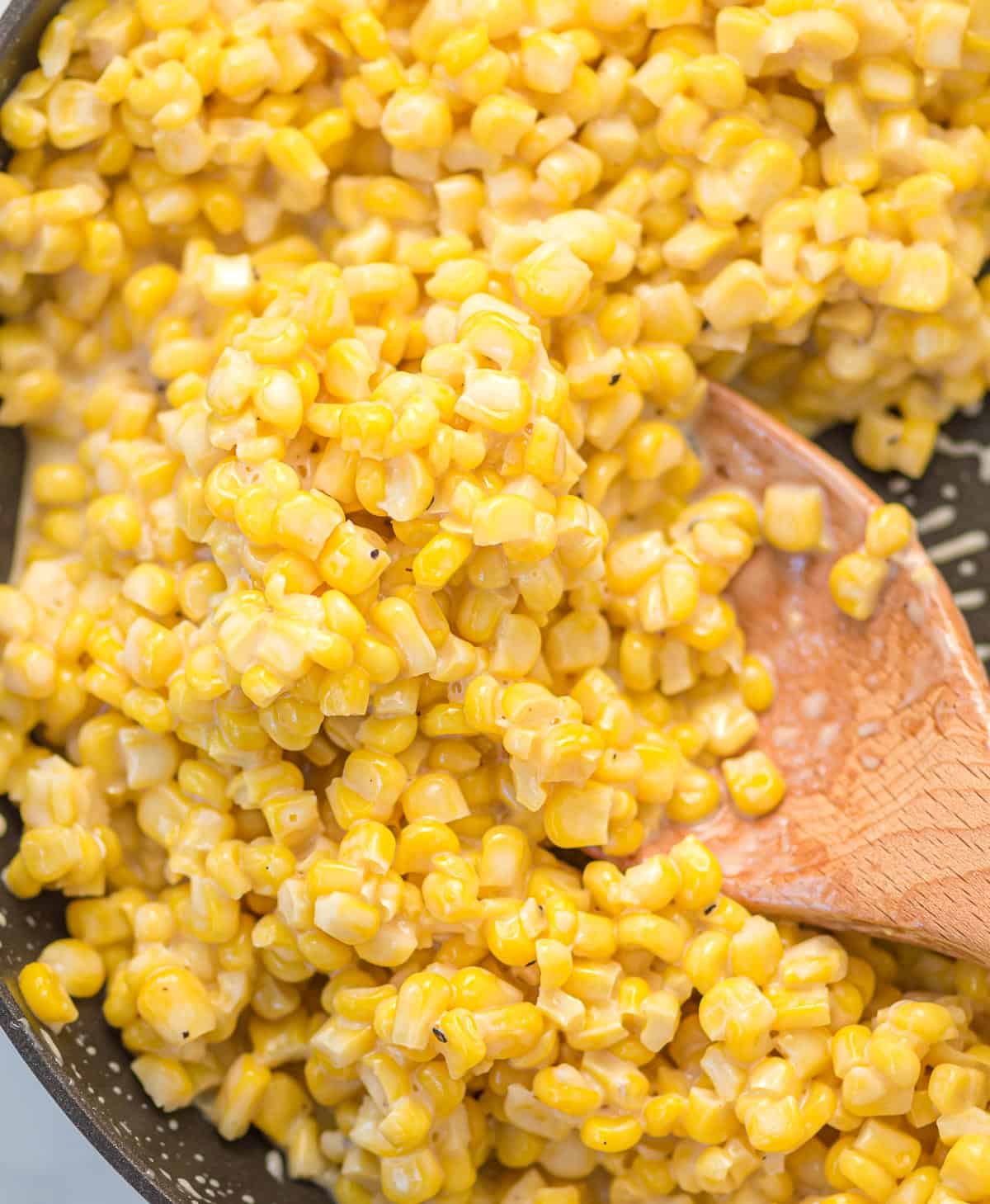 honey butter corn in a skillet