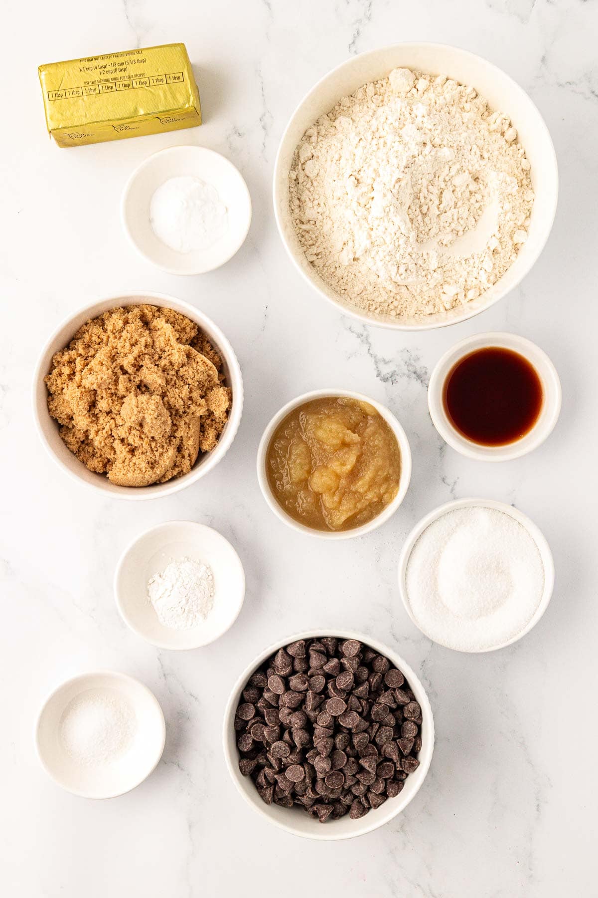 ingredients needed to make vegan chocolate chip cookies
