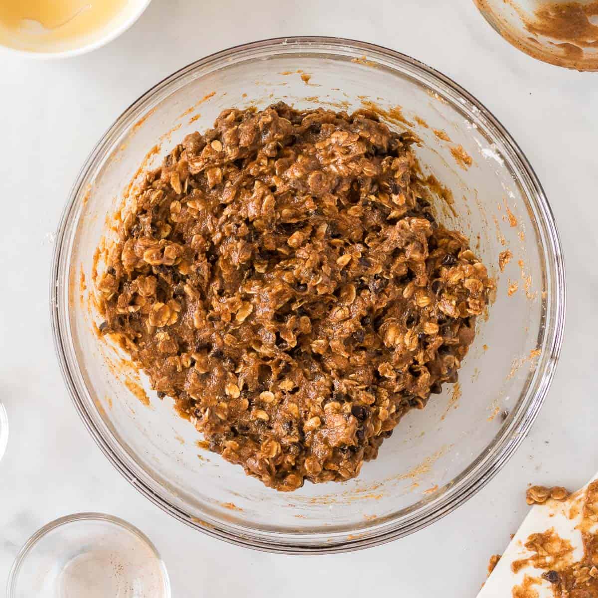 energy ball dough mixed together in a bowl