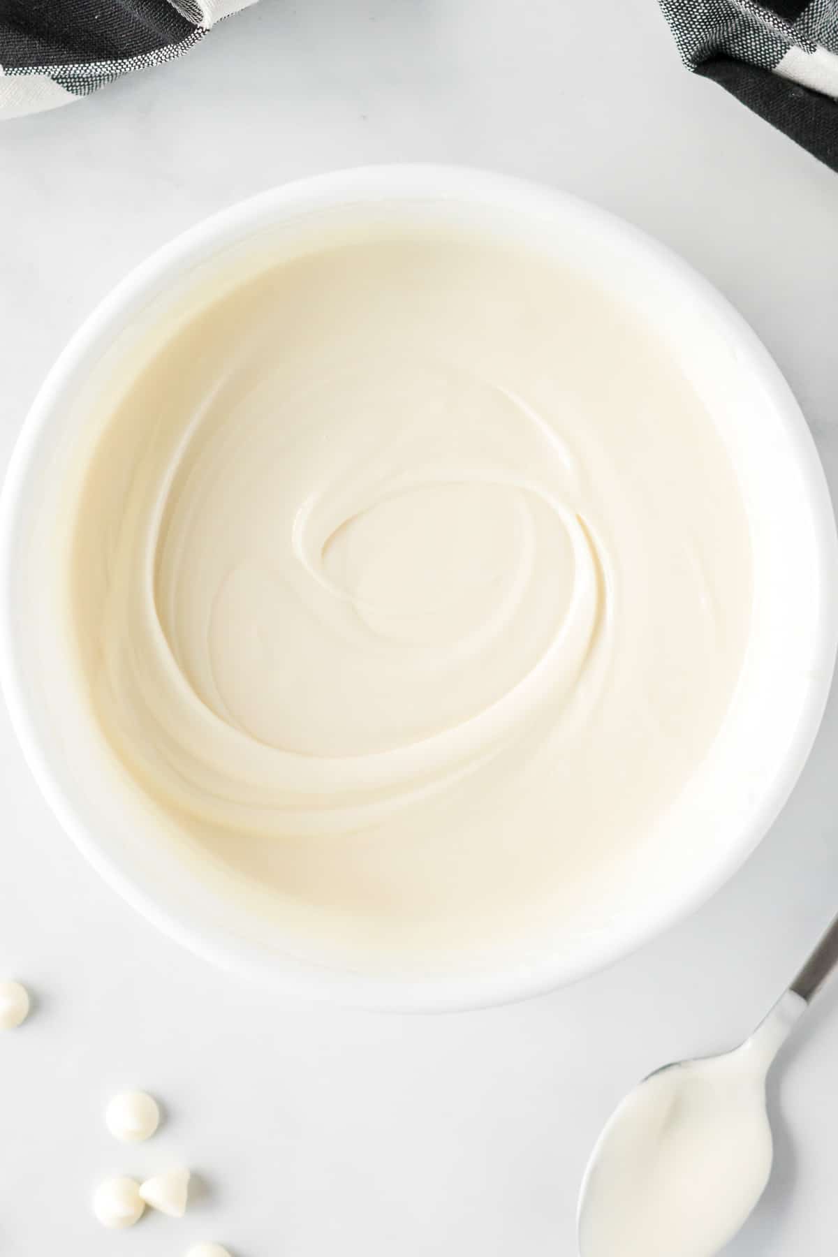 melted white chocolate in a bowl