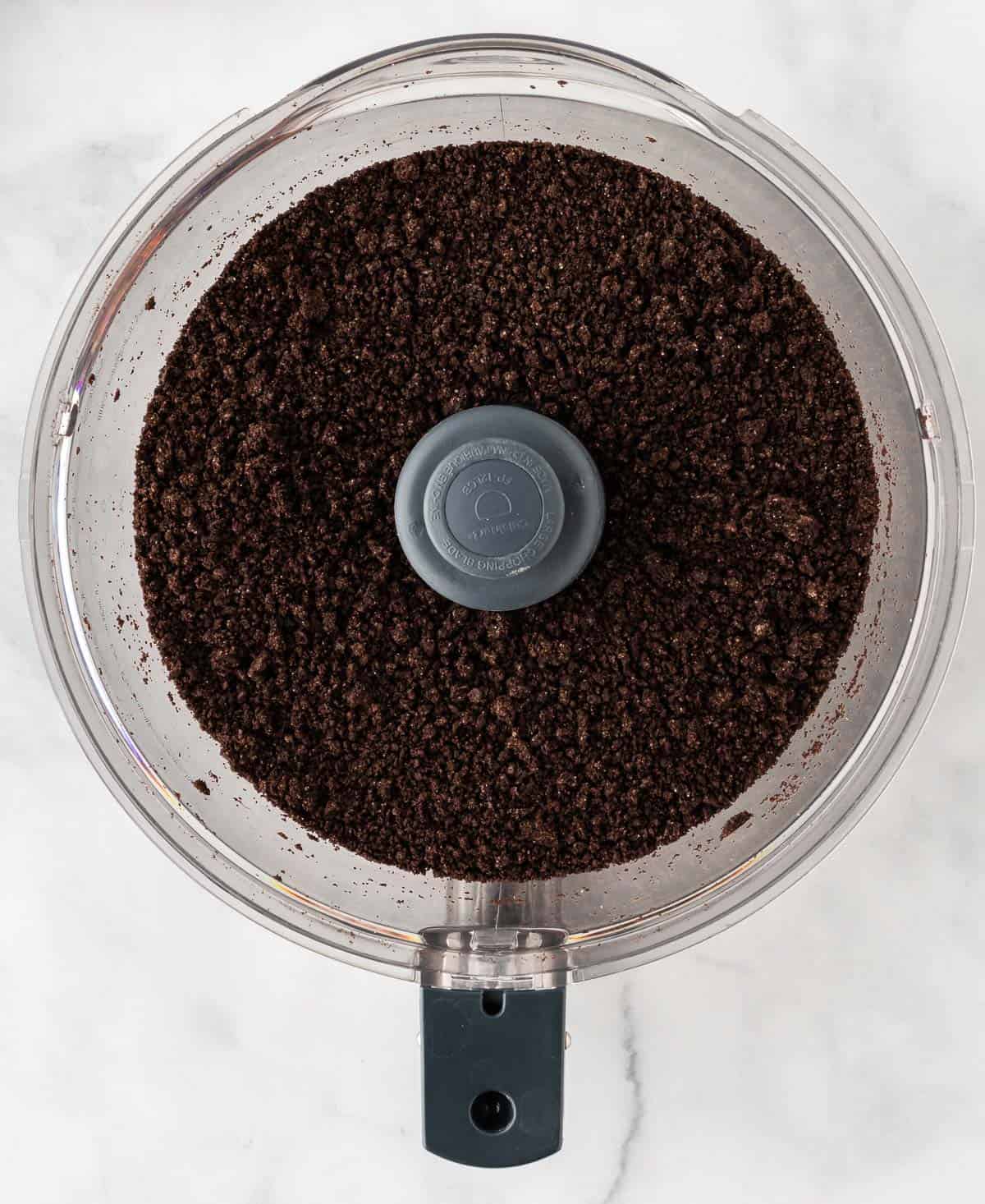 crushed oreos in a food processor