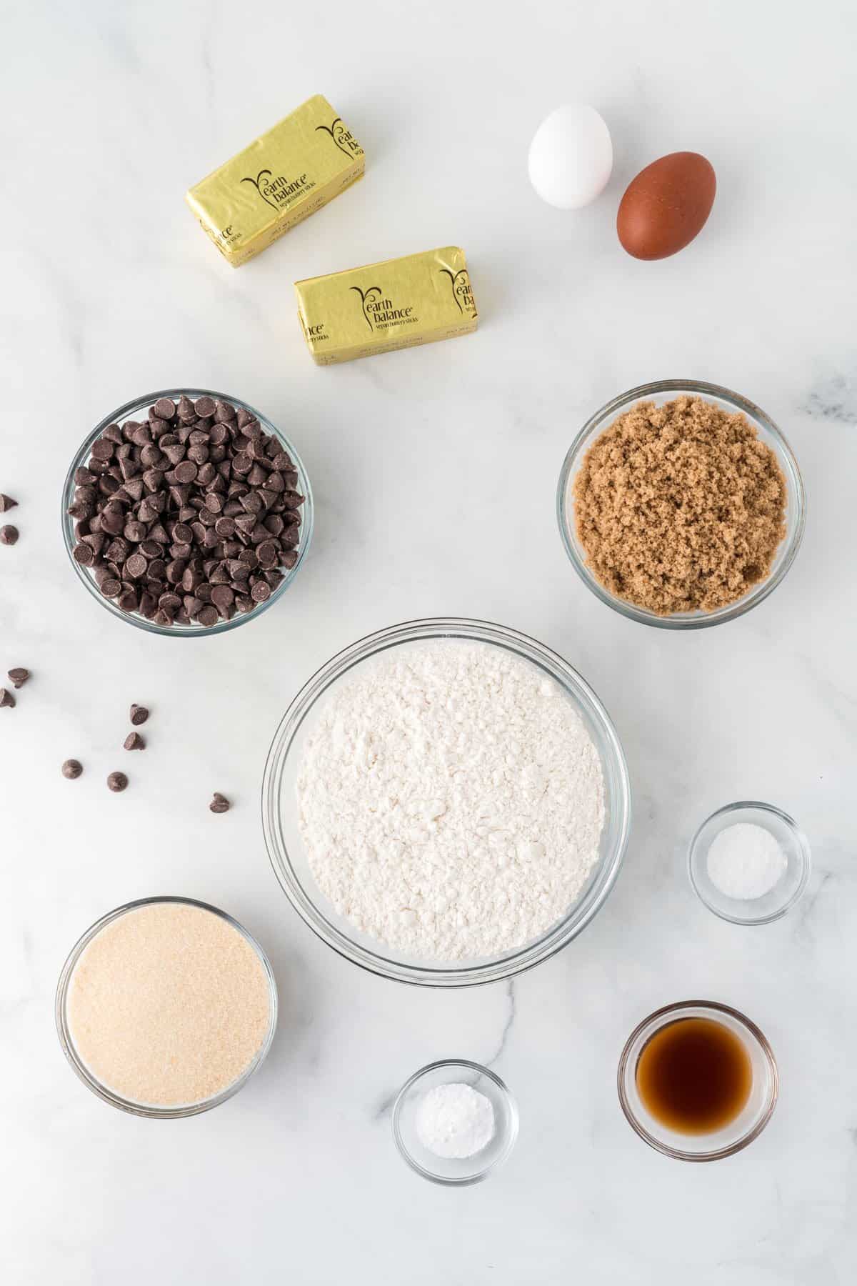 ingredients needed to make dairy free chocolate chip cookies