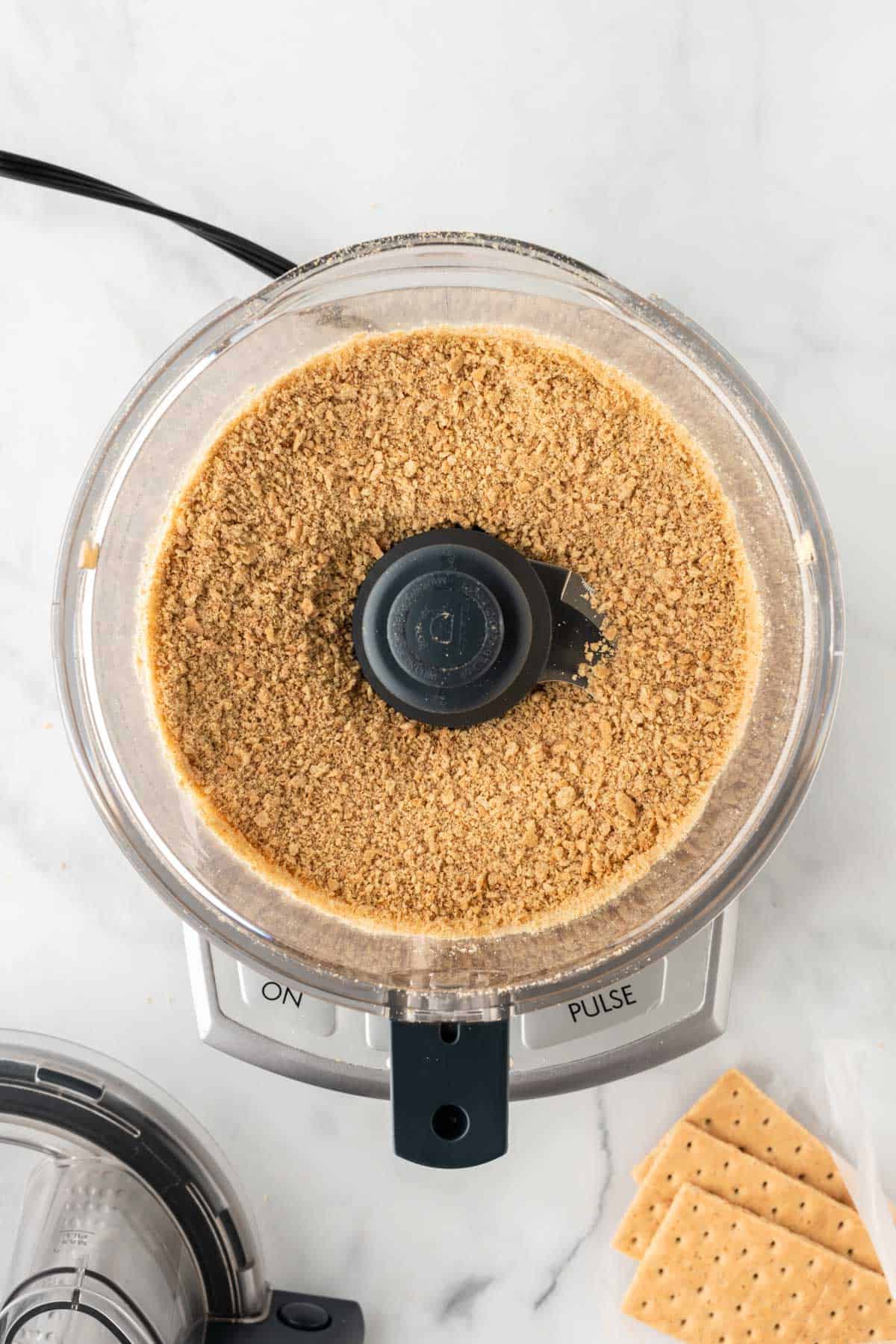 graham cracker crumbs in a food processor