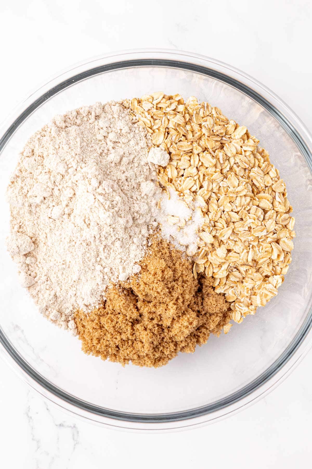 crisp topping ingredients in a mixing bowl