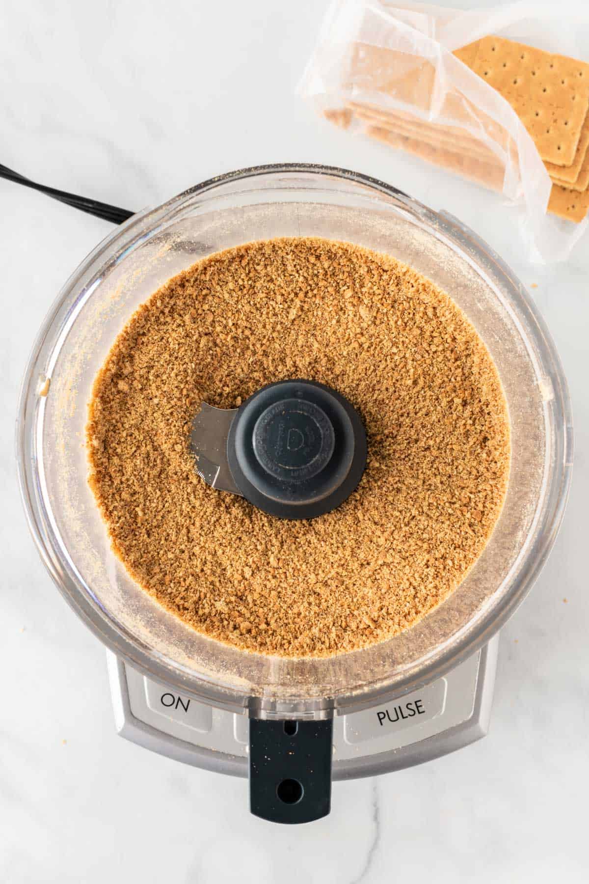 graham cracker crumbs in a food processor