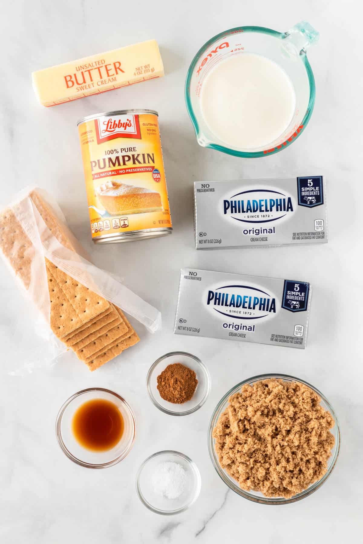 ingredients needed to make pumpkin cheesecake bars