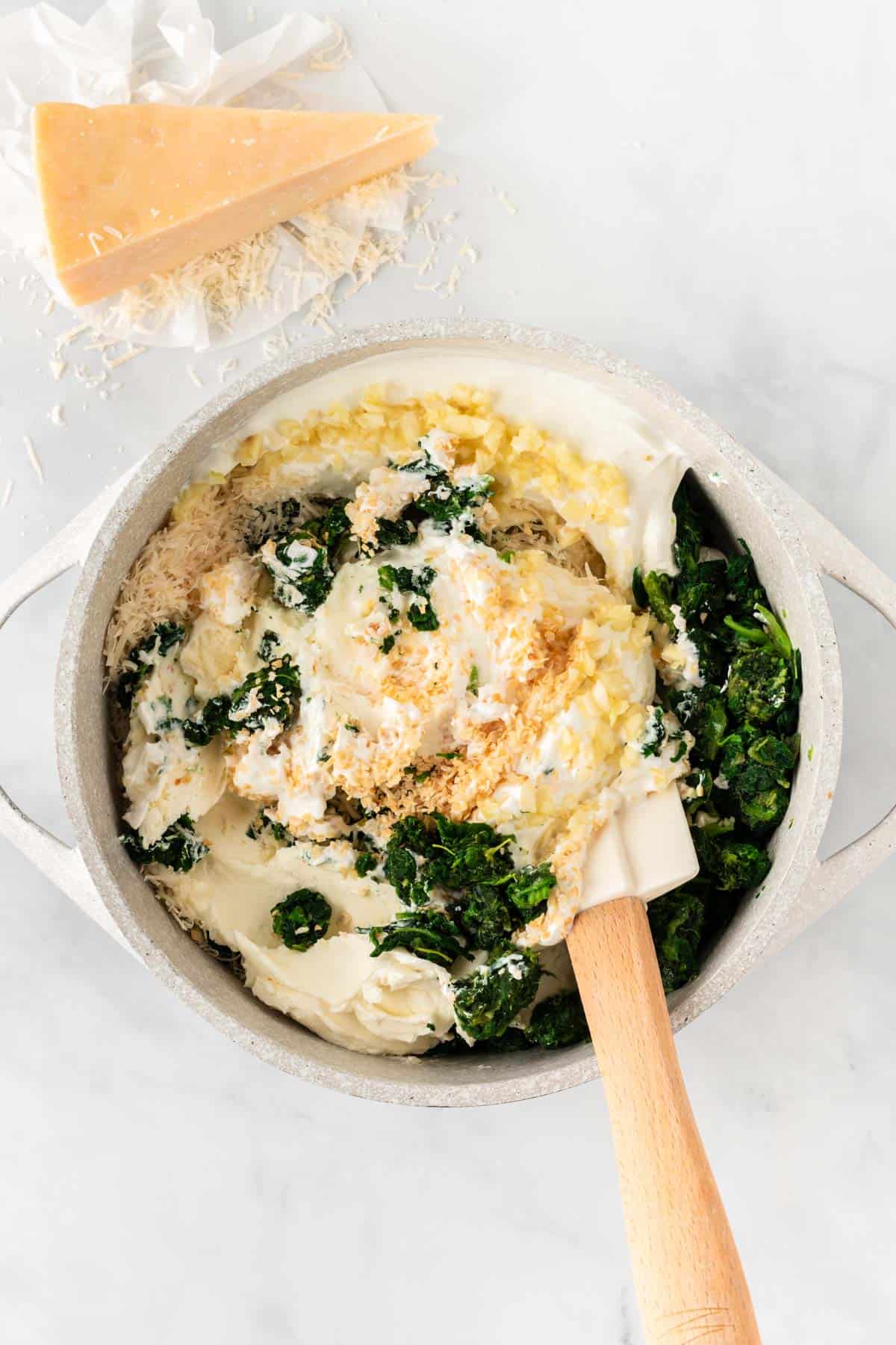 stirring the ingredients together