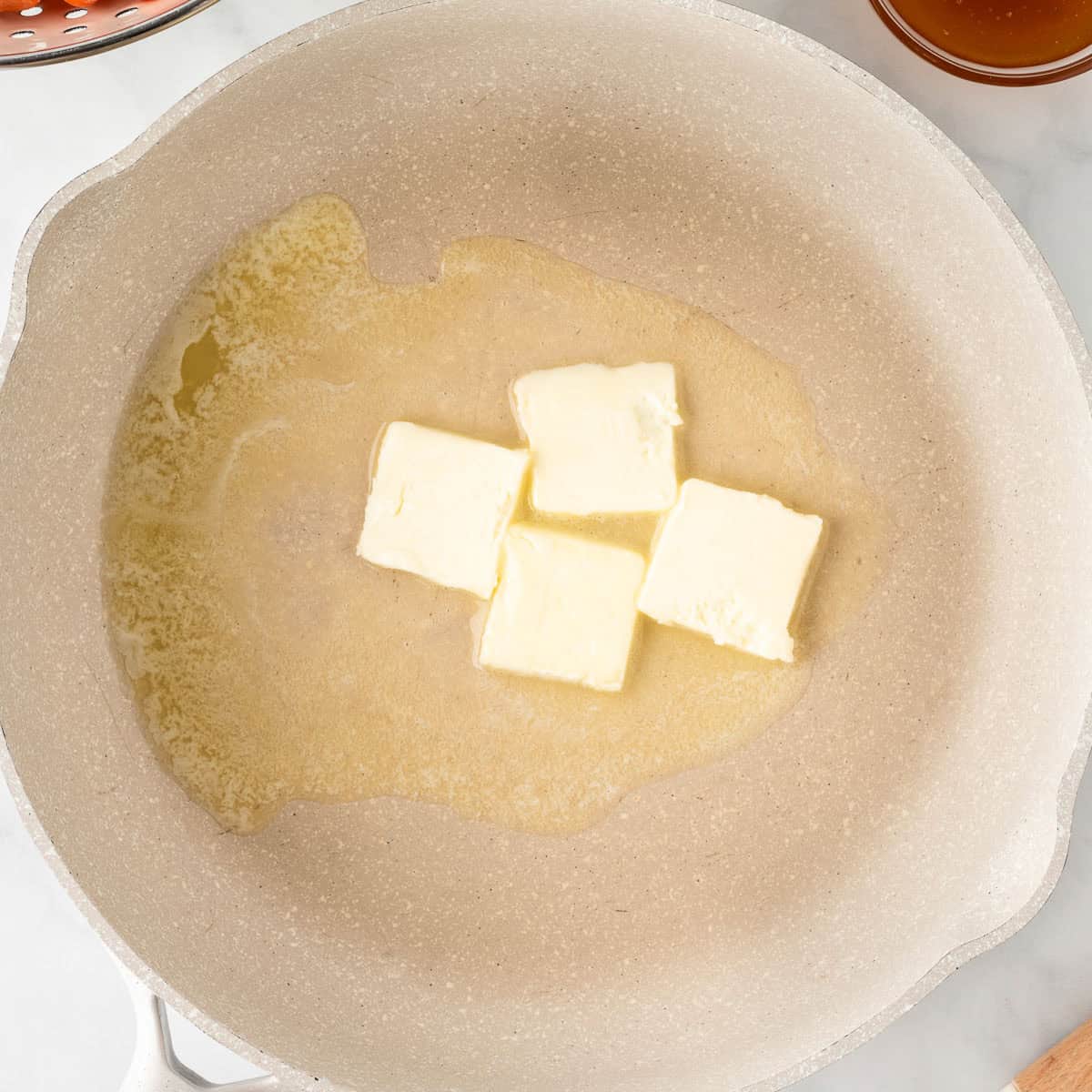 butter melting in a skillet