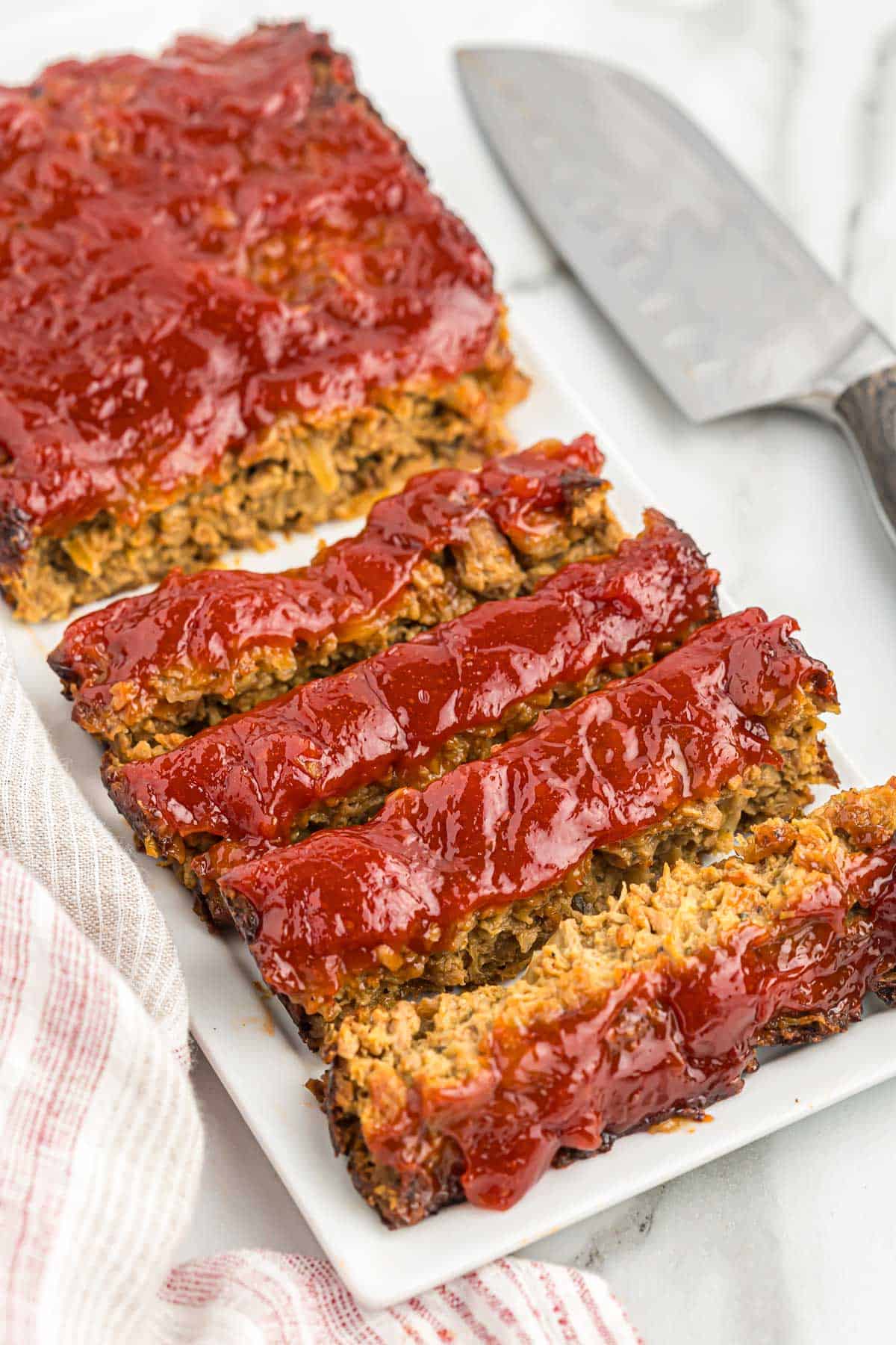 vegetarian meatloaf cut into slices