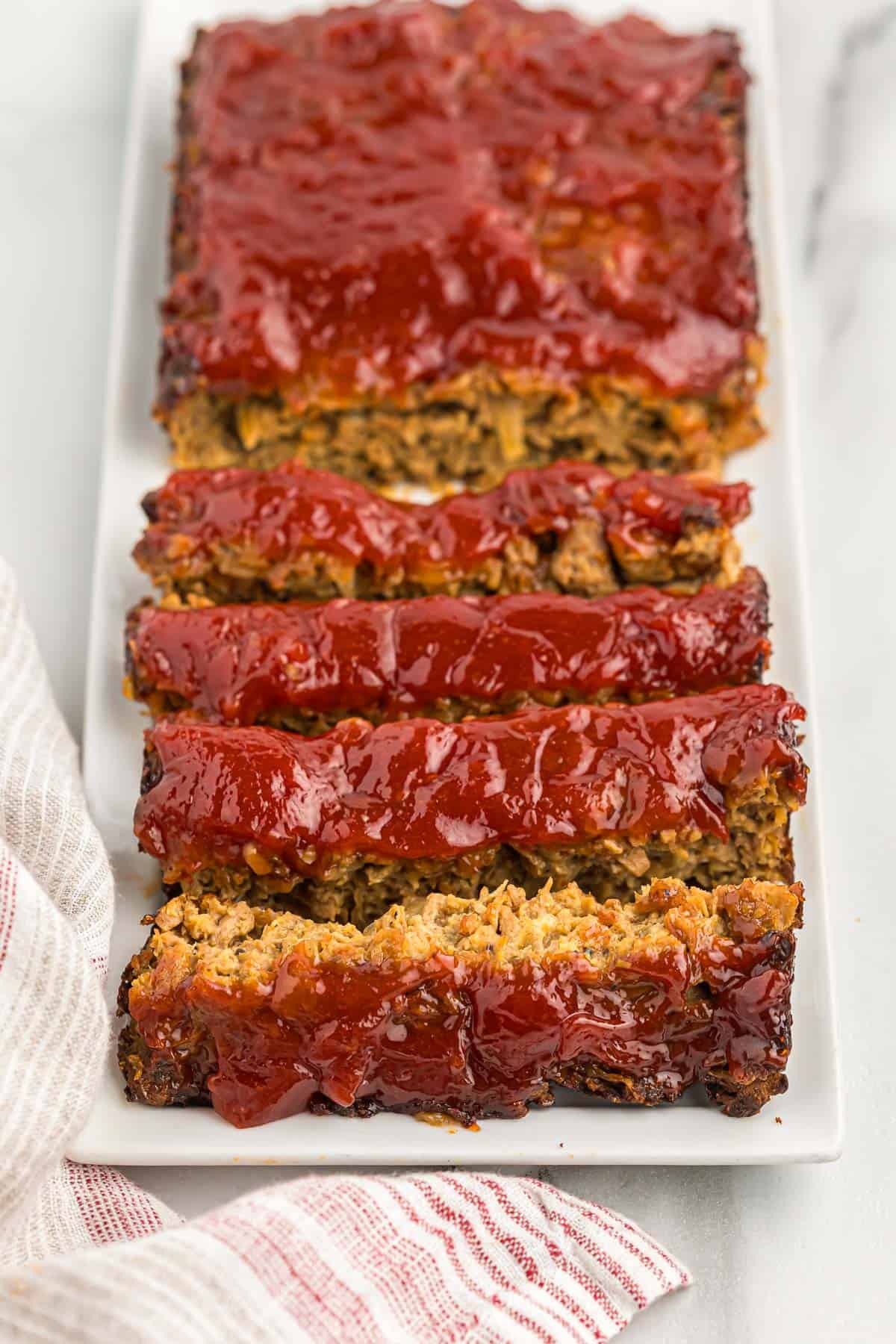 vegetarian meatloaf cut into slices