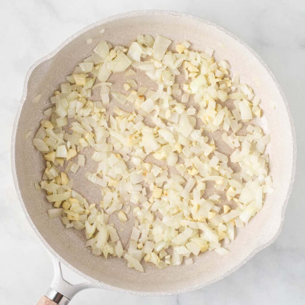 garlic and onion in a skillet