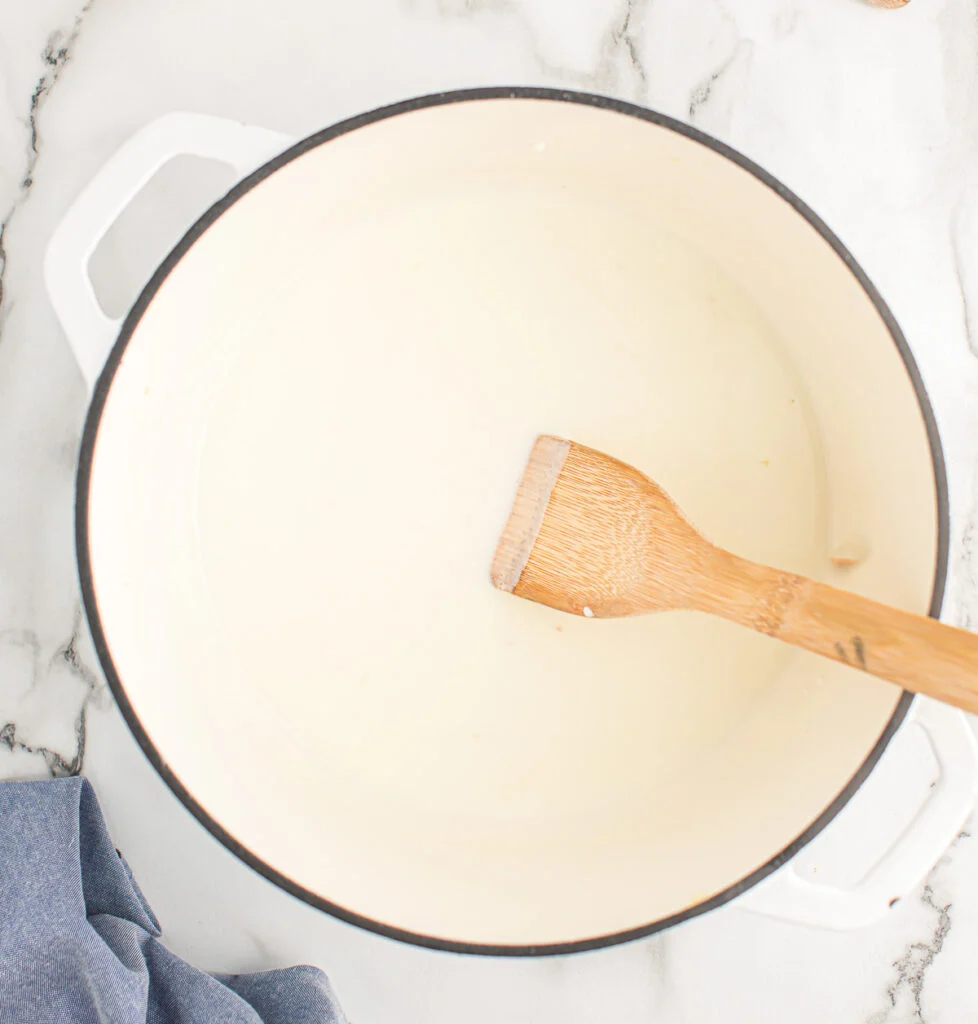 adding the milk and heavy cream