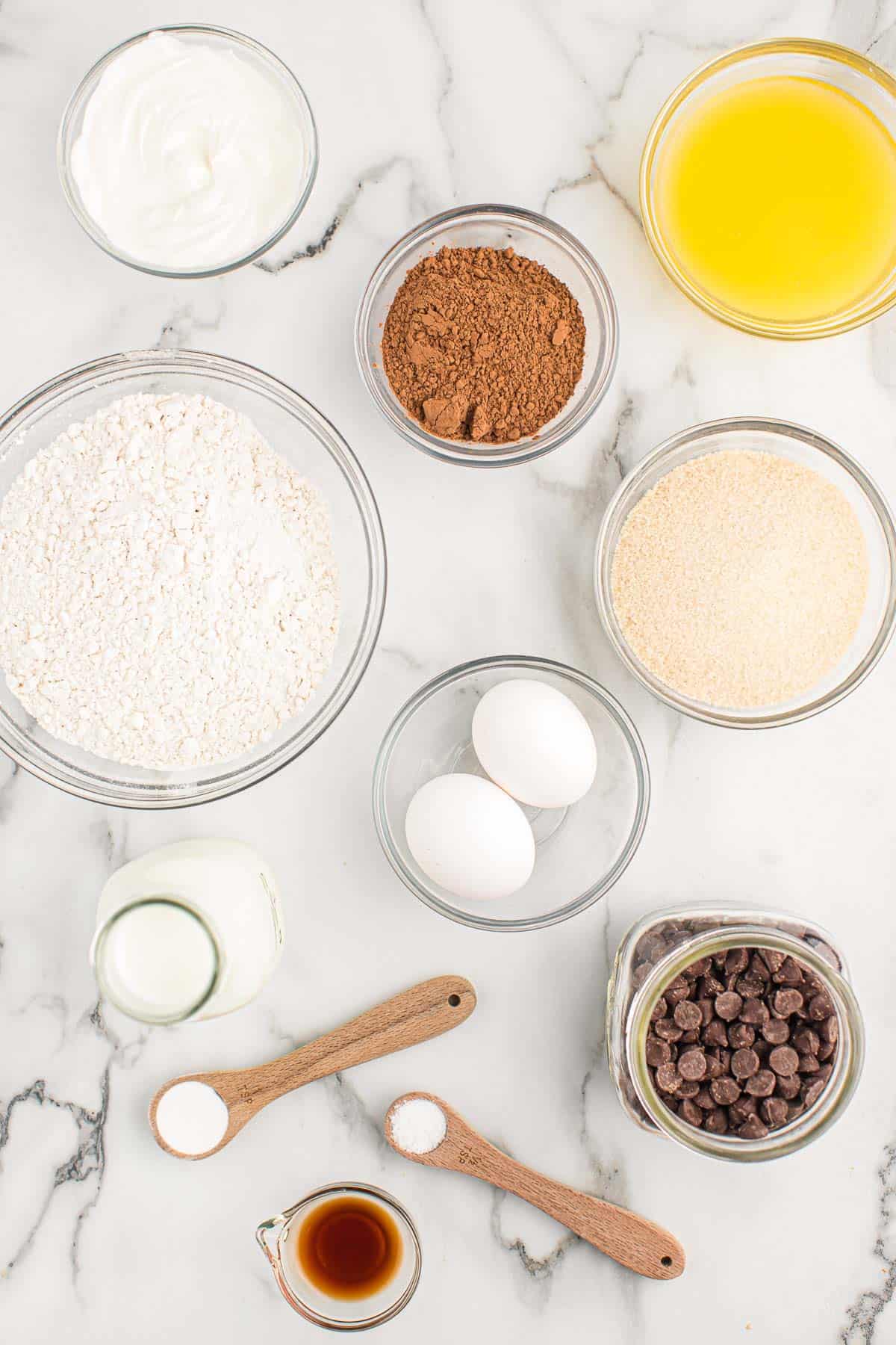 ingredients needed to make chocolate muffins