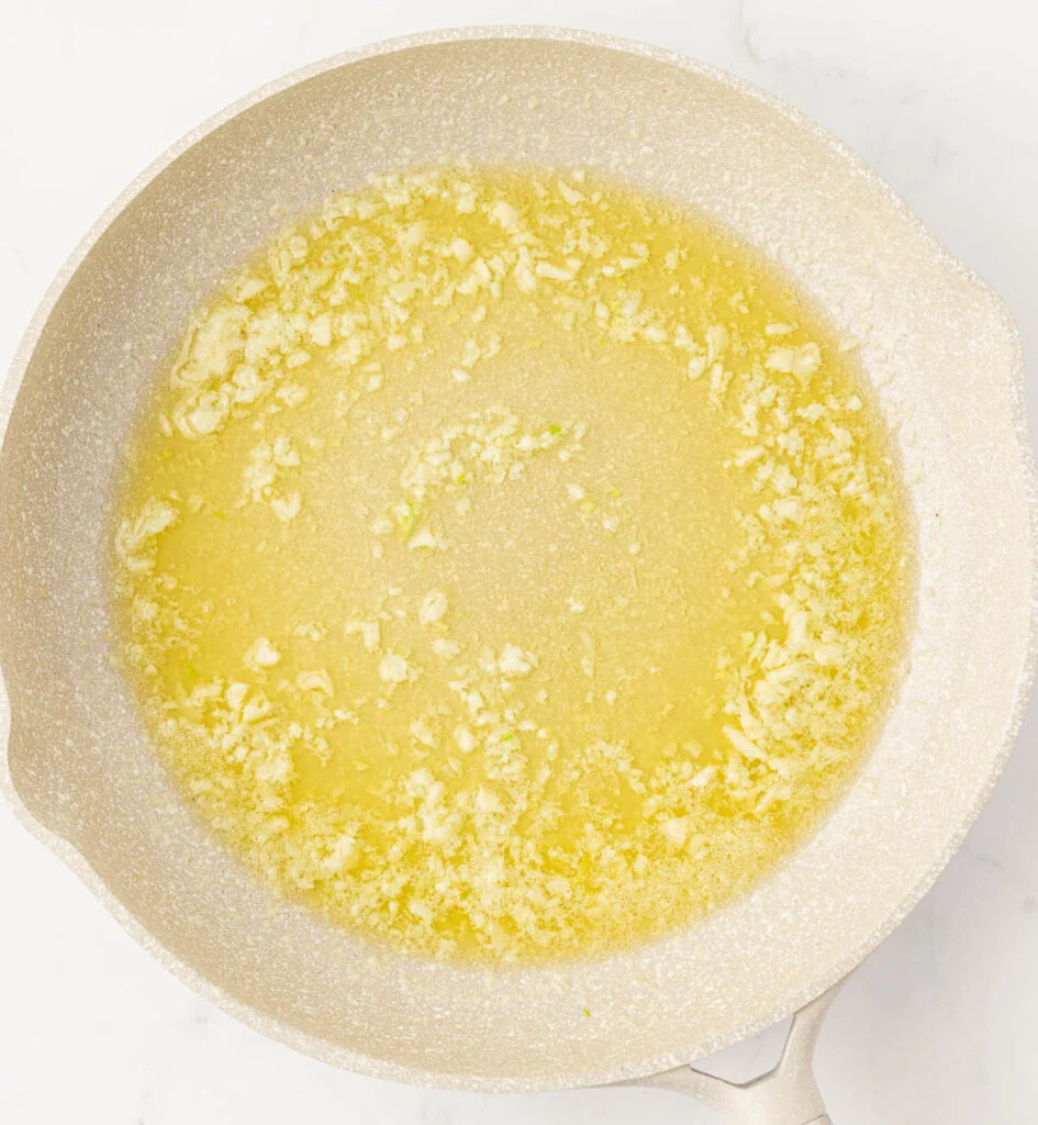 melted garlic butter in a skillet