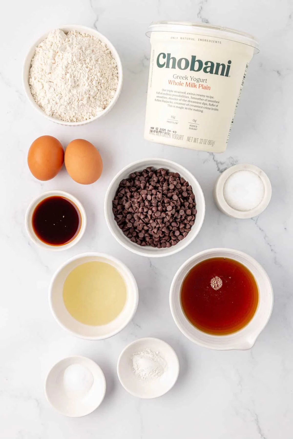 ingredients to make greek yogurt muffins