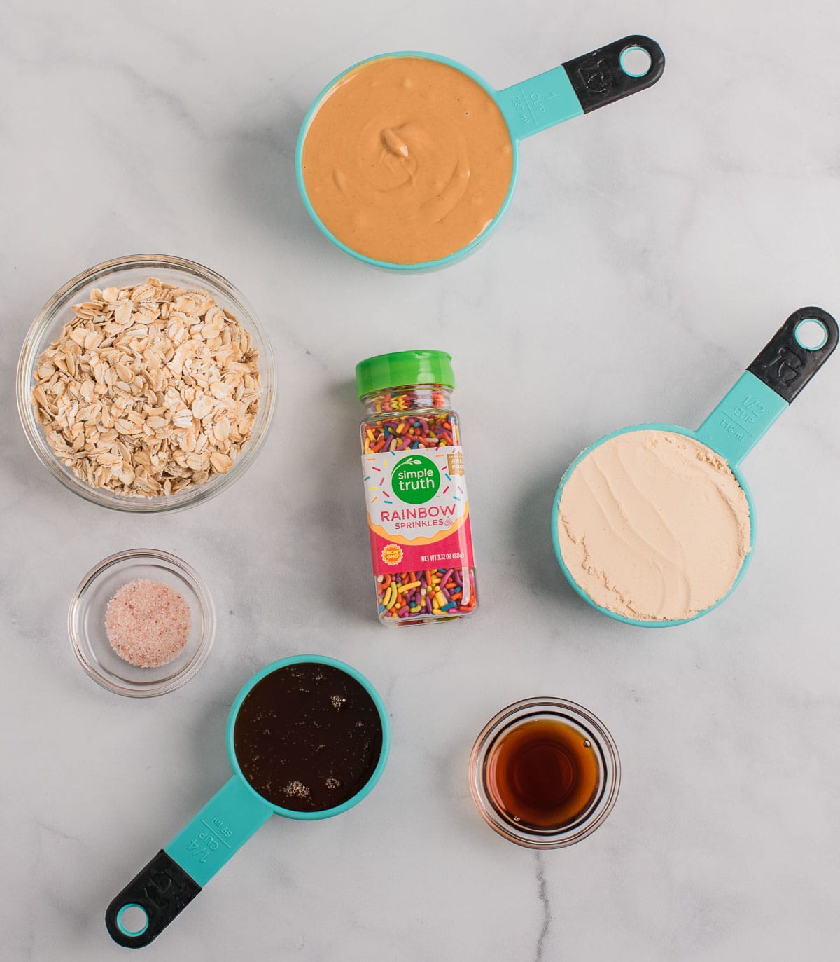 ingredients to make cake batter protein balls