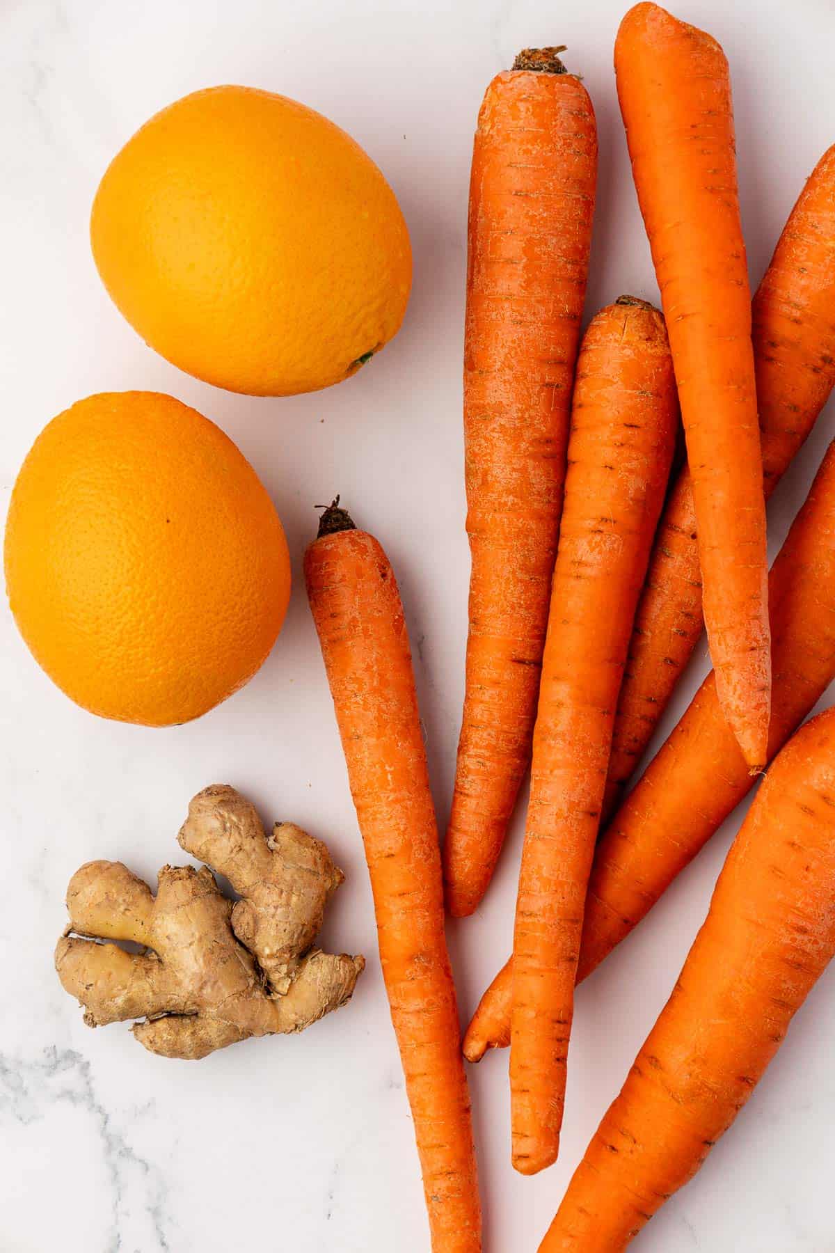 carrots, oranges, and ginger