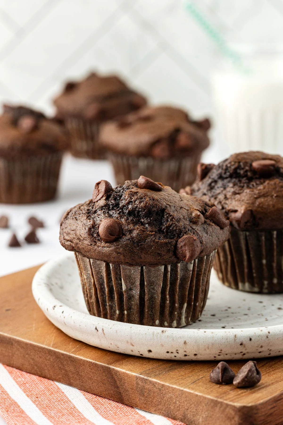 chocolate muffin on a plate