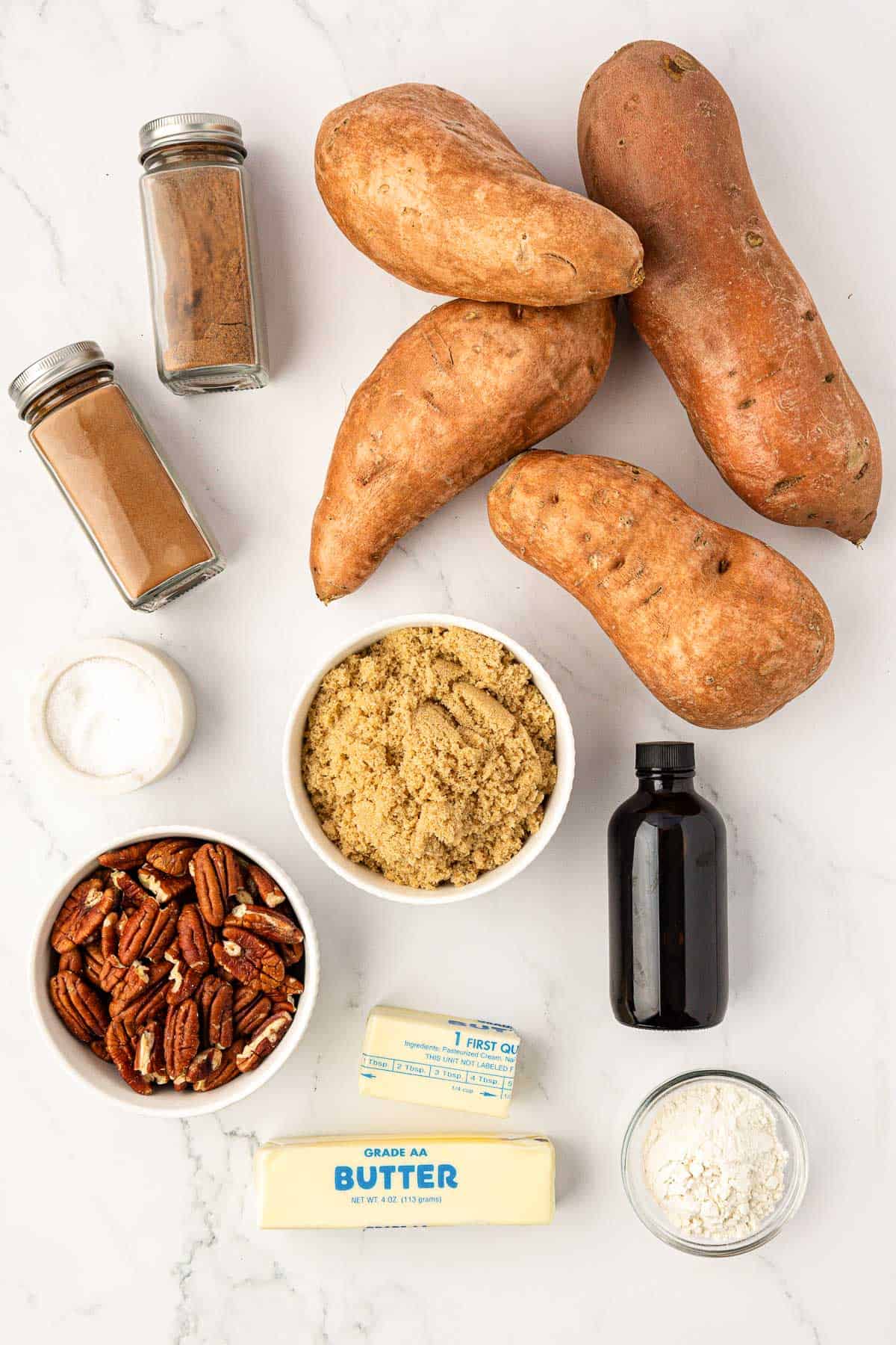 ingredients needed to make sweet potato casserole with pecans