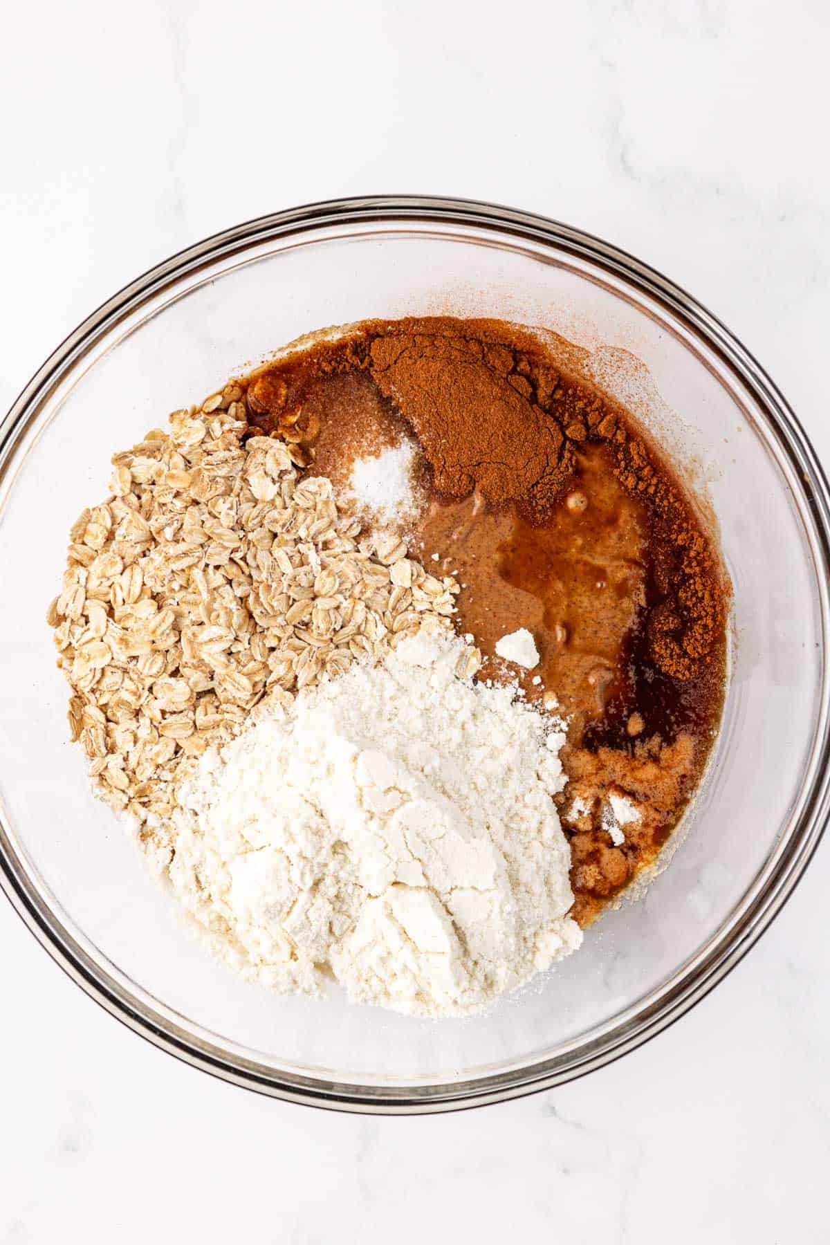 energy bite batter in a glass bowl