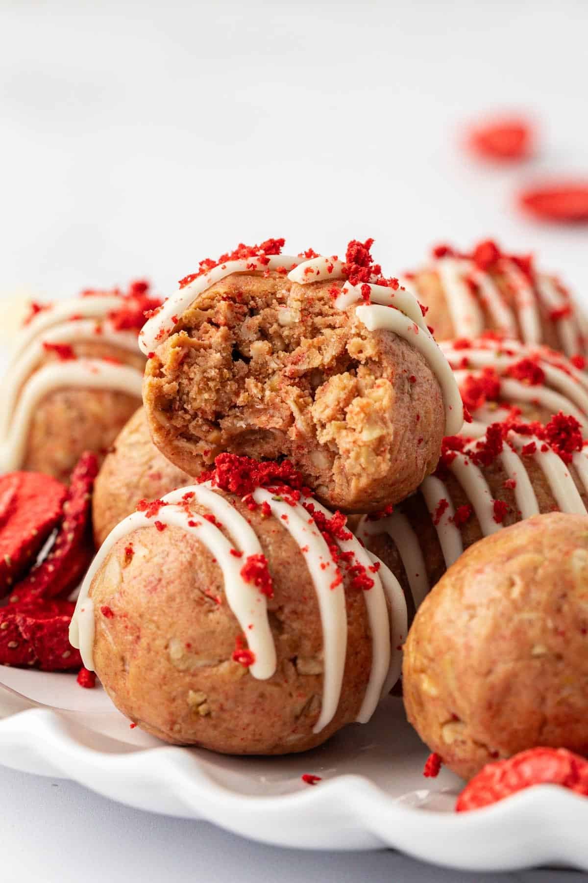 strawberries and cream energy bites