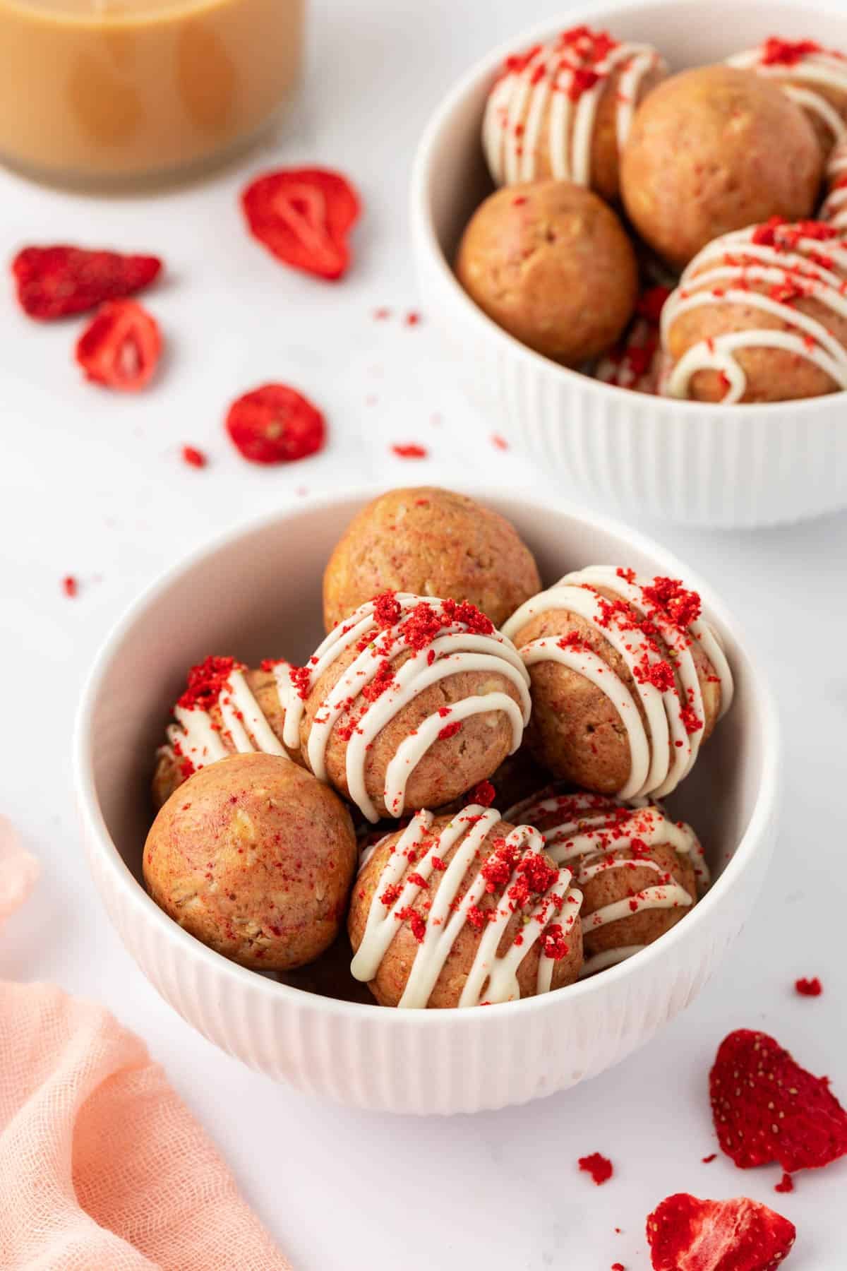 strawberries and cream energy bites
